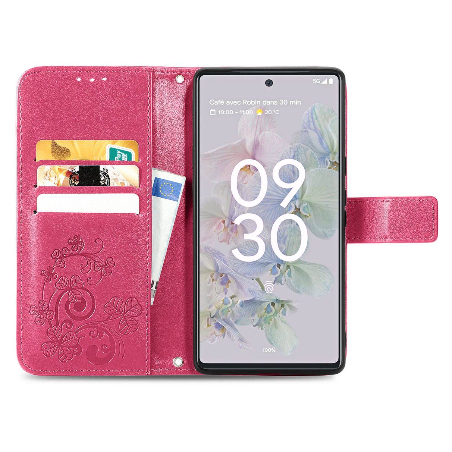 Hülle kompatibel mit Google Pixel 6A Kunstleder Handyhülle - Handy Case Magenta