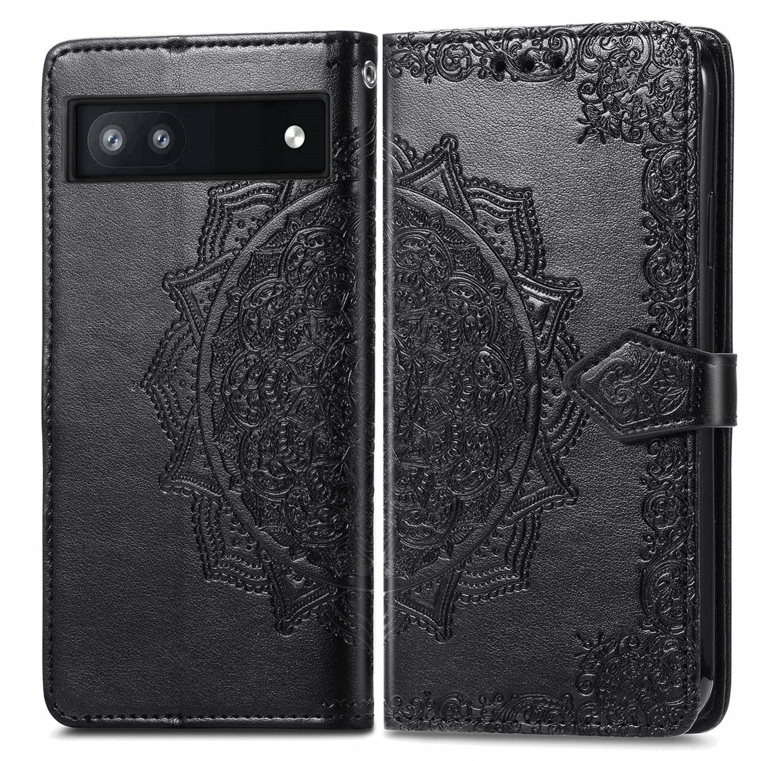 Hülle kompatibel mit Google Pixel 6A Kunstleder Handyhülle - Handy Case Schwarz