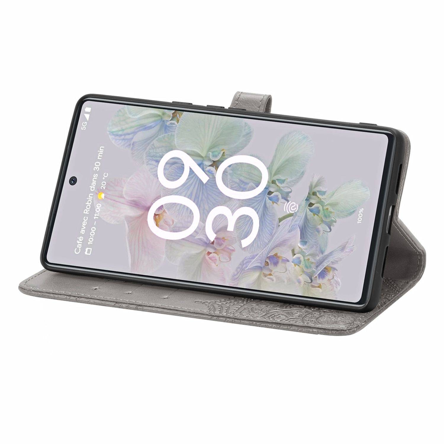 Hülle kompatibel mit Google Pixel 6A Kunstleder Handyhülle - Handy Case Grau