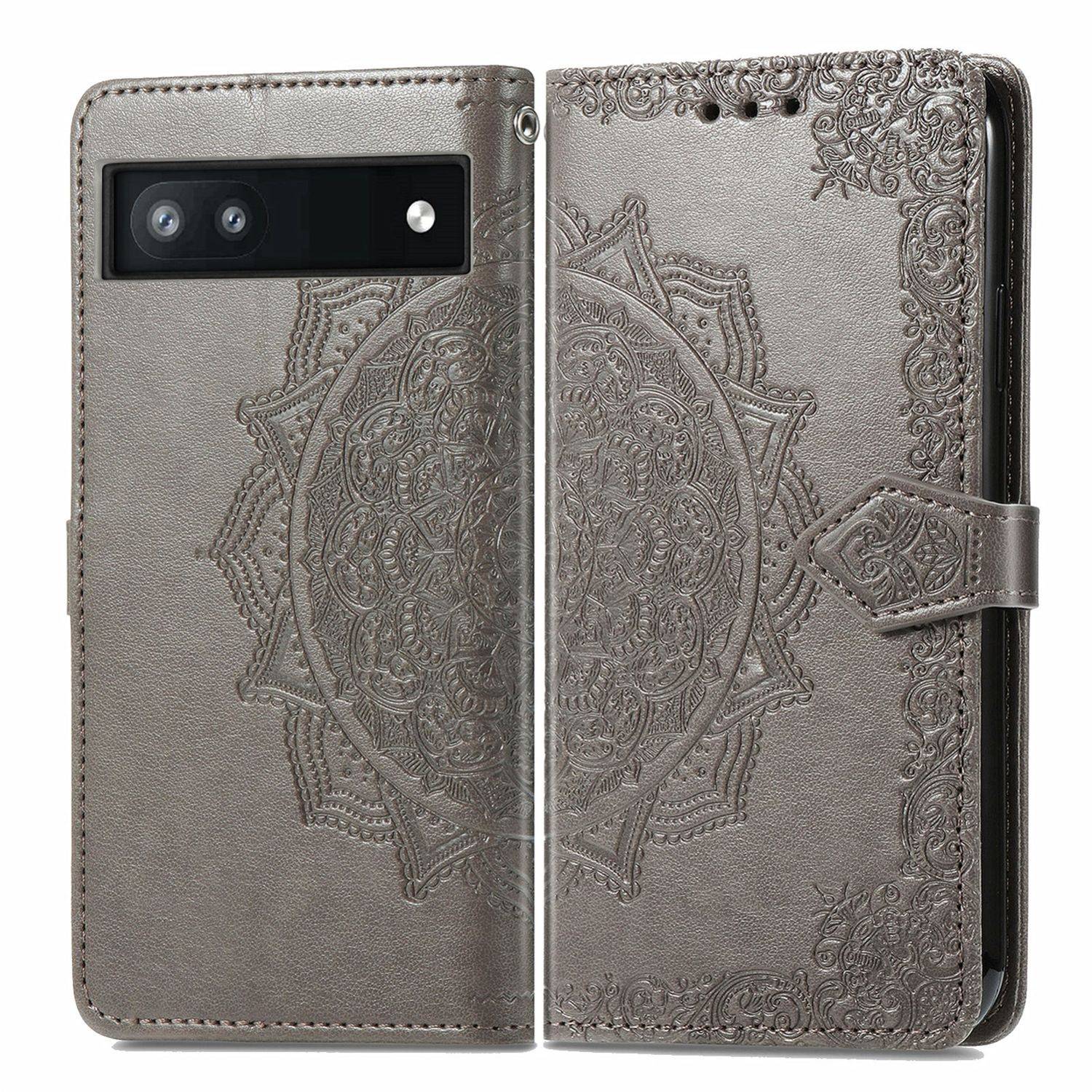 Hülle kompatibel mit Google Pixel 6A Kunstleder Handyhülle - Handy Case Grau