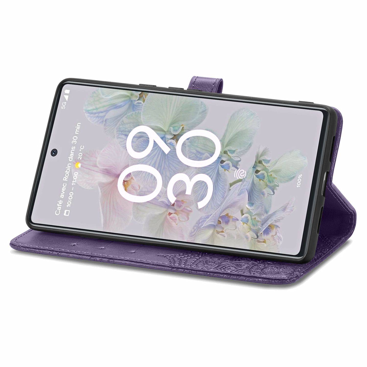 Hülle kompatibel mit Google Pixel 6A Kunstleder Handyhülle - Handy Case Violett