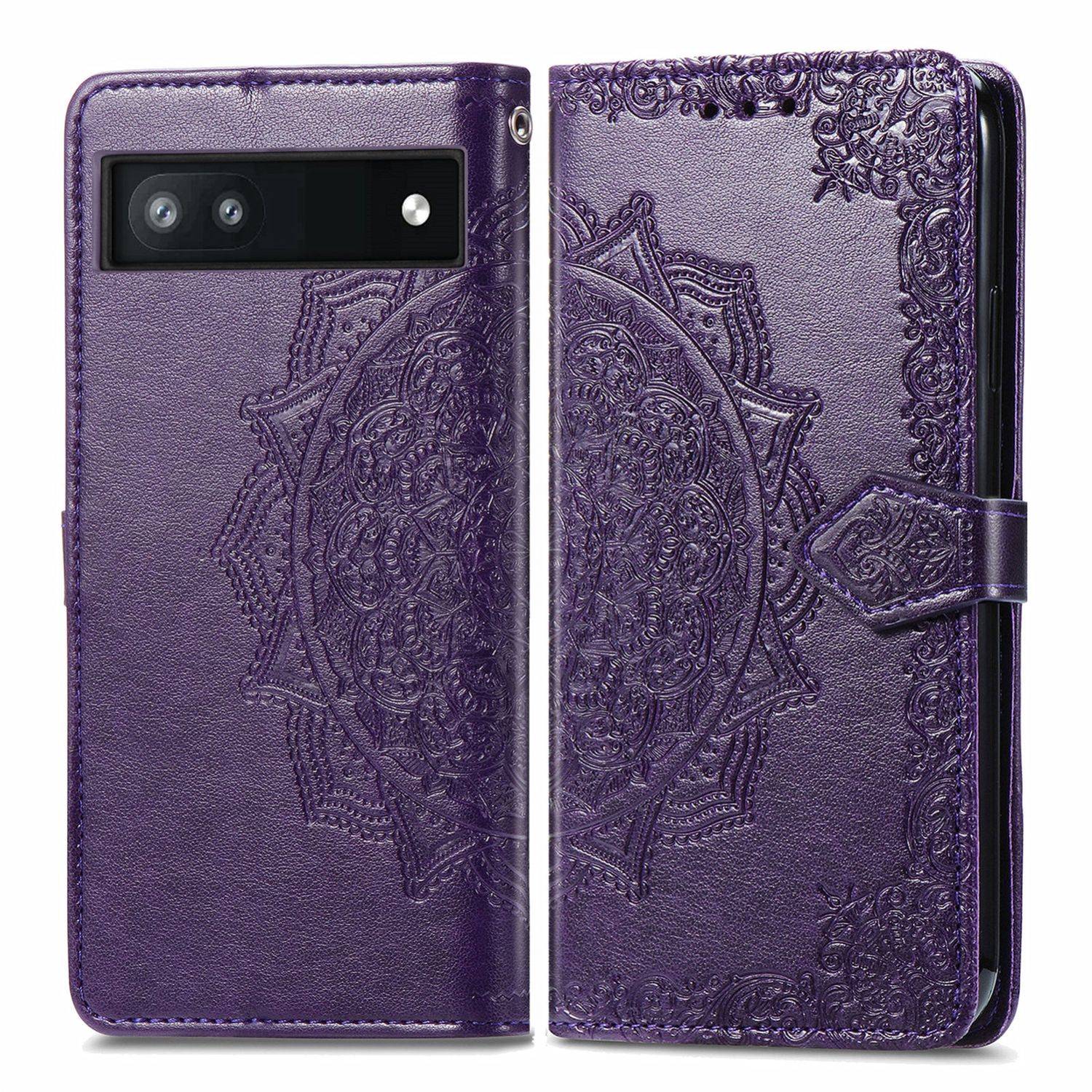 Hülle kompatibel mit Google Pixel 6A Kunstleder Handyhülle - Handy Case Violett