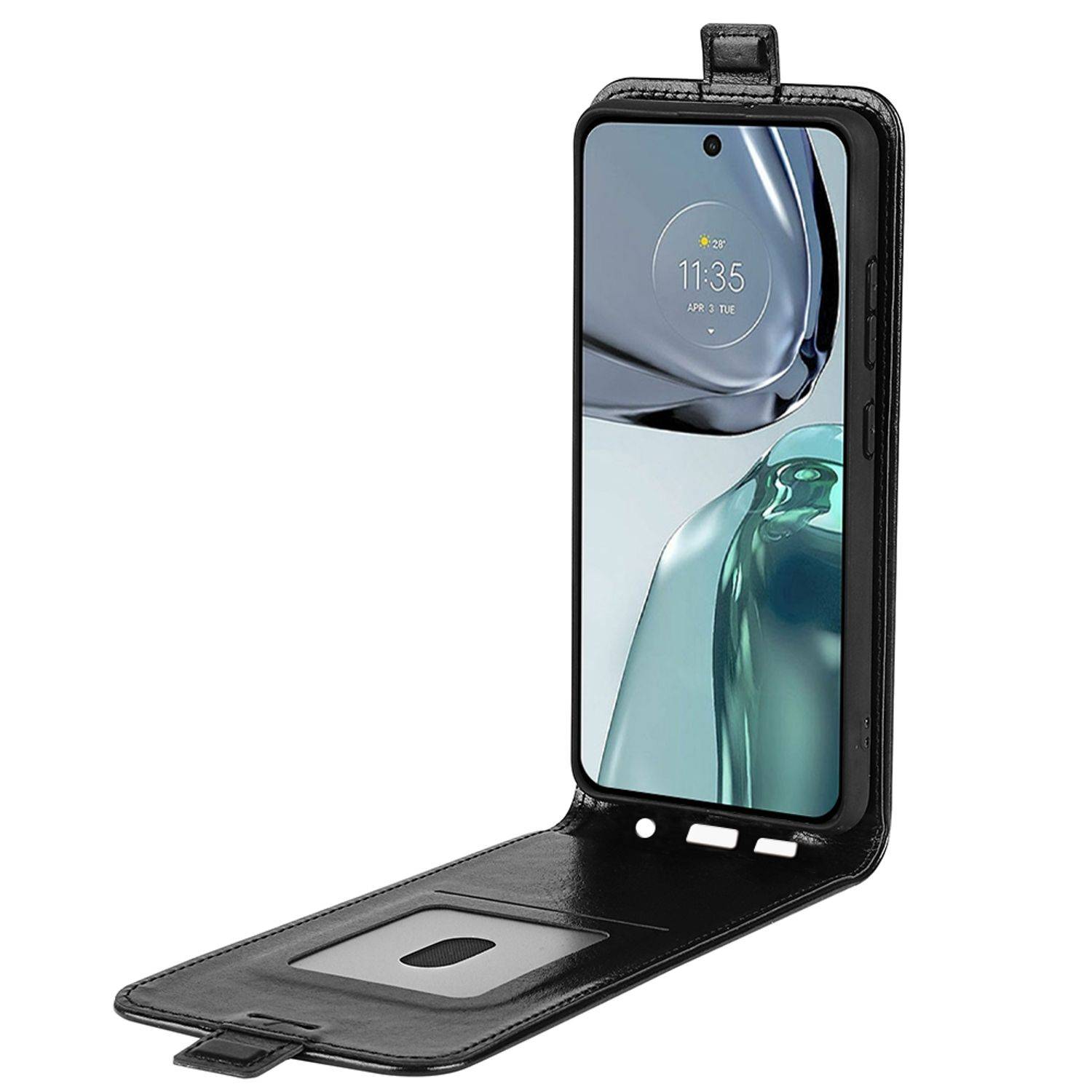 Hülle kompatibel mit Motorola Moto G62 5G Kunstleder Handyhülle - Handy Case Schwarz