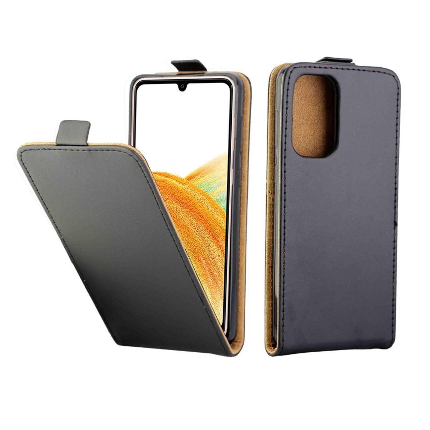 Hülle kompatibel mit Samsung Galaxy A33 5G Kunstleder Handyhülle - Handy Case Schwarz