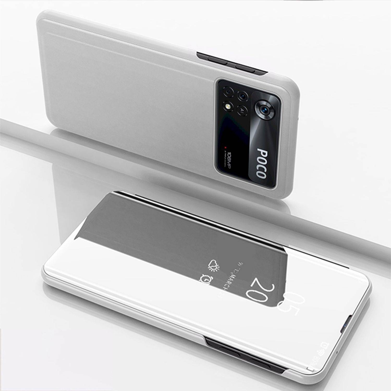 Hülle kompatibel mit Xiaomi Poco X4 Pro 5G Kunststoff Full Cover Handyhülle - Case Silber