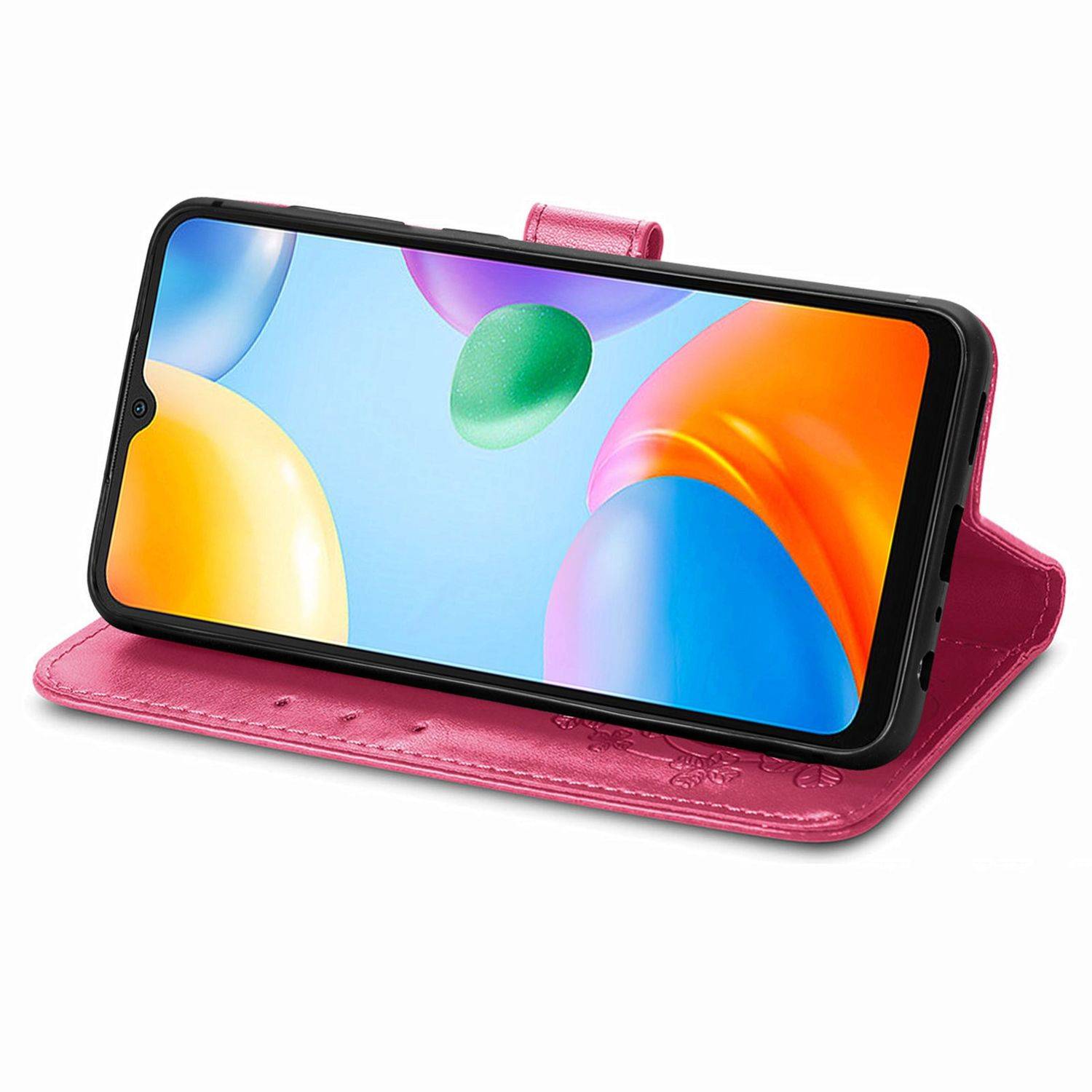 Hülle kompatibel mit Xiaomi Redmi 10C Kunstleder Handyhülle - Handy Case Magenta