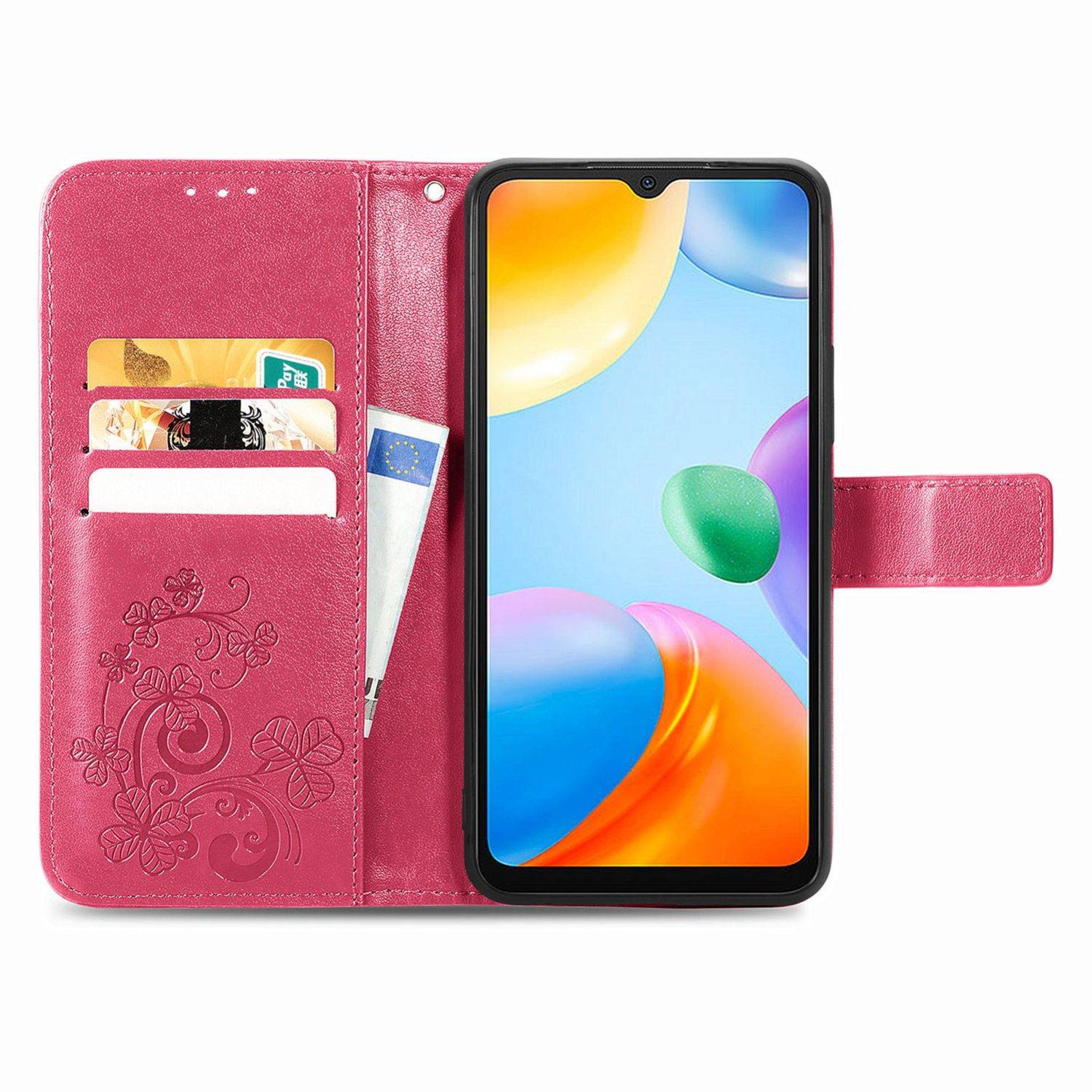 Hülle kompatibel mit Xiaomi Redmi 10C Kunstleder Handyhülle - Handy Case Magenta