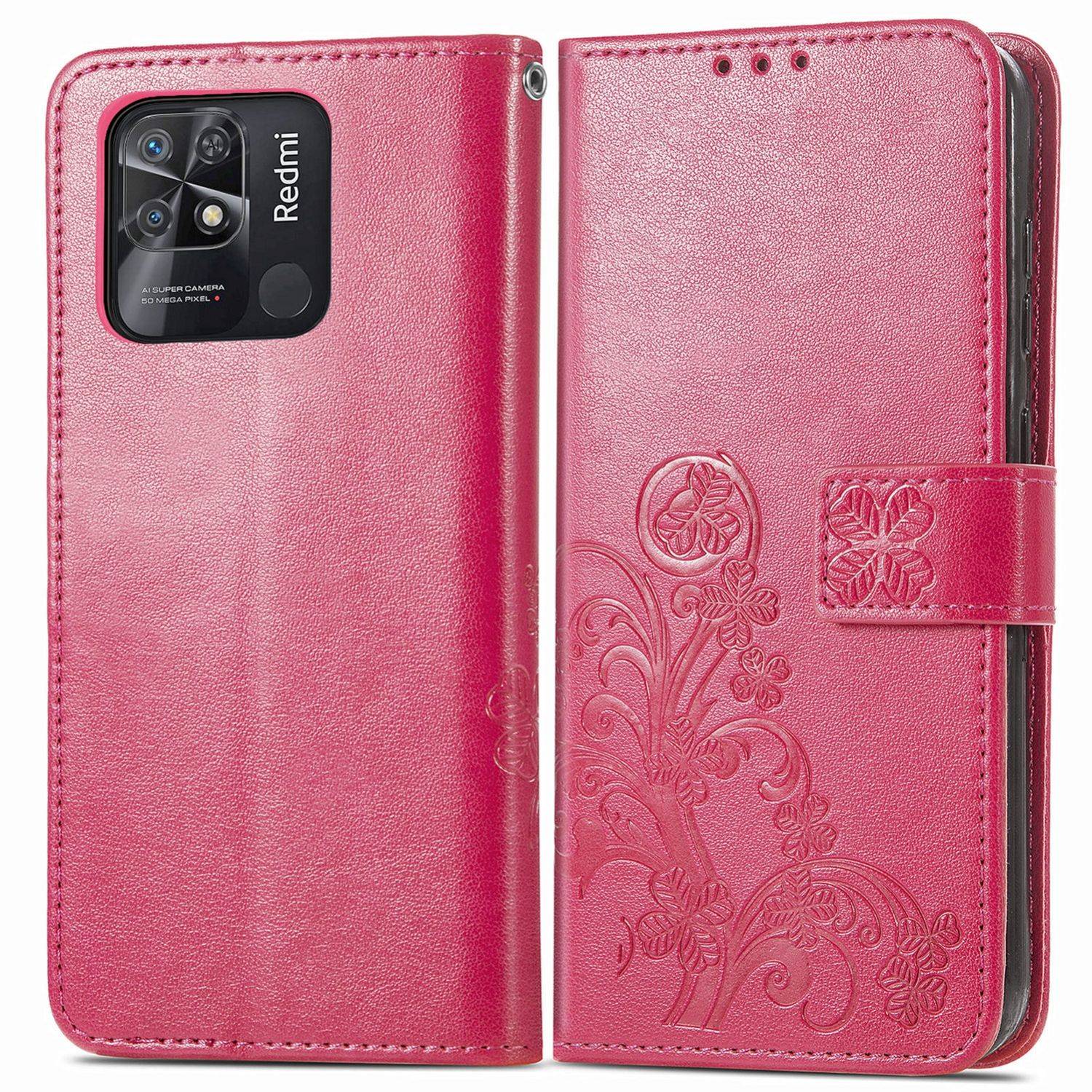 Hülle kompatibel mit Xiaomi Redmi 10C Kunstleder Handyhülle - Handy Case Magenta