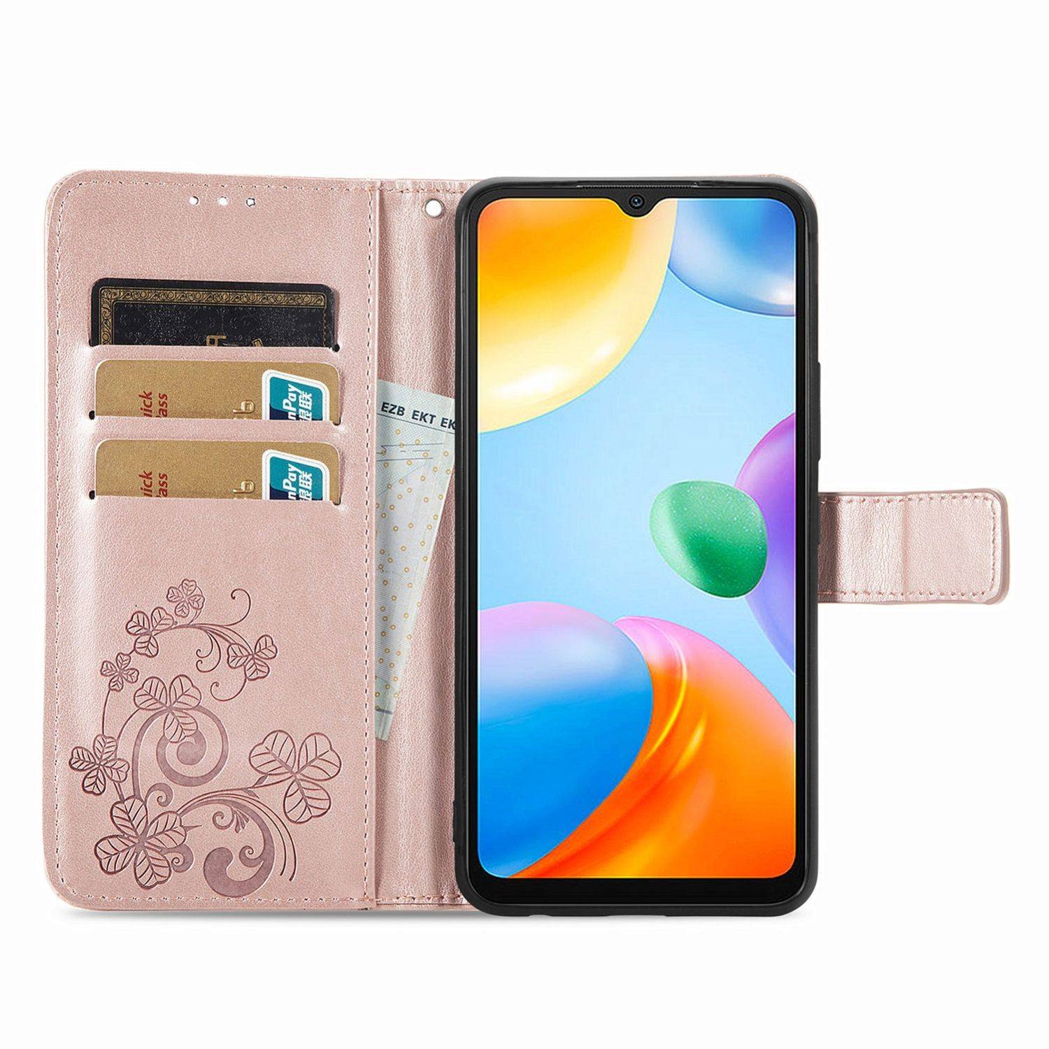 Hülle kompatibel mit Xiaomi Redmi 10C Kunstleder Handyhülle - Handy Case Roségold