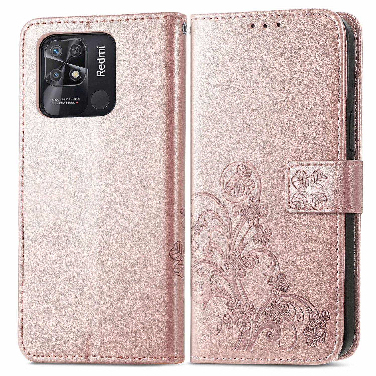 Hülle kompatibel mit Xiaomi Redmi 10C Kunstleder Handyhülle - Handy Case Roségold