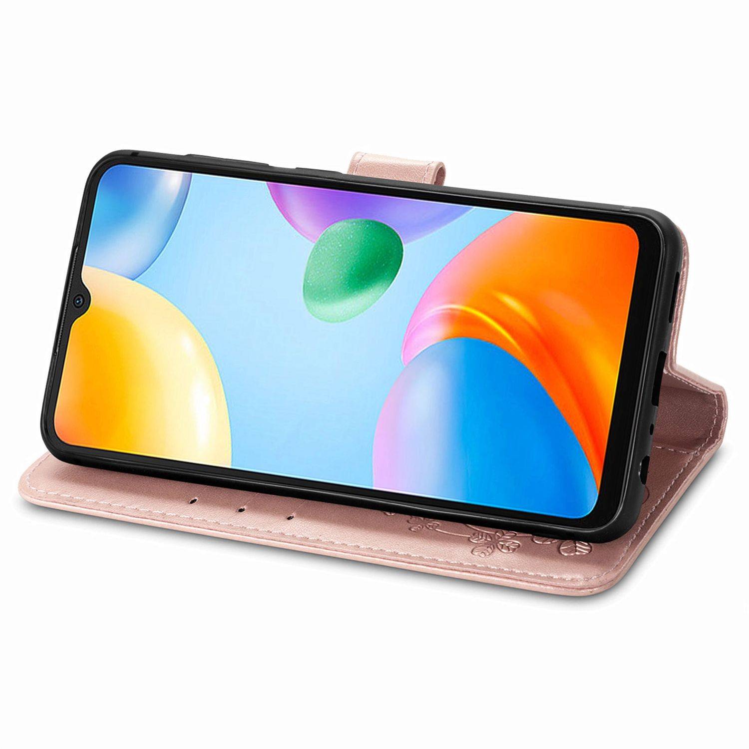 Hülle kompatibel mit Xiaomi Redmi 10C Kunstleder Handyhülle - Handy Case Roségold