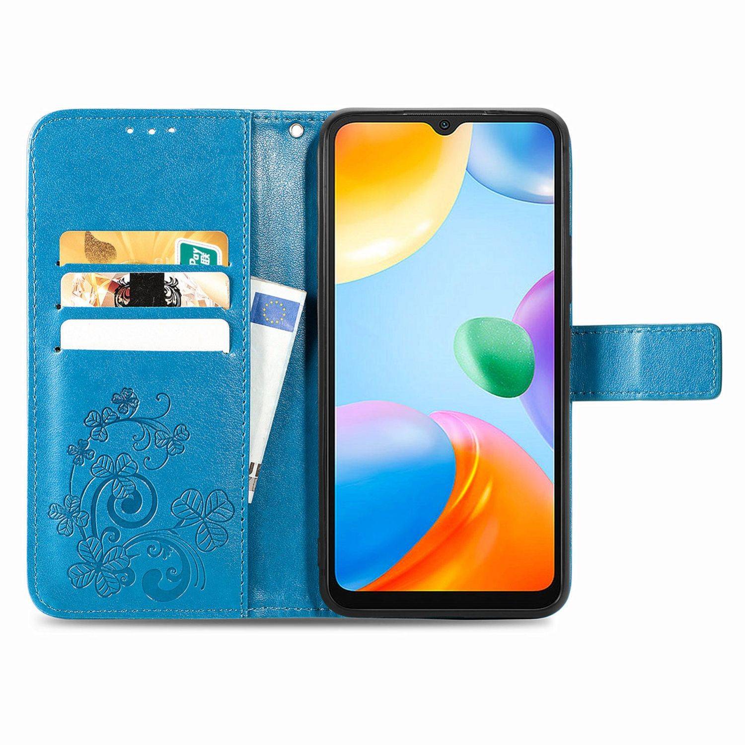 Hülle kompatibel mit Xiaomi Redmi 10C Kunstleder Handyhülle - Handy Case Blau