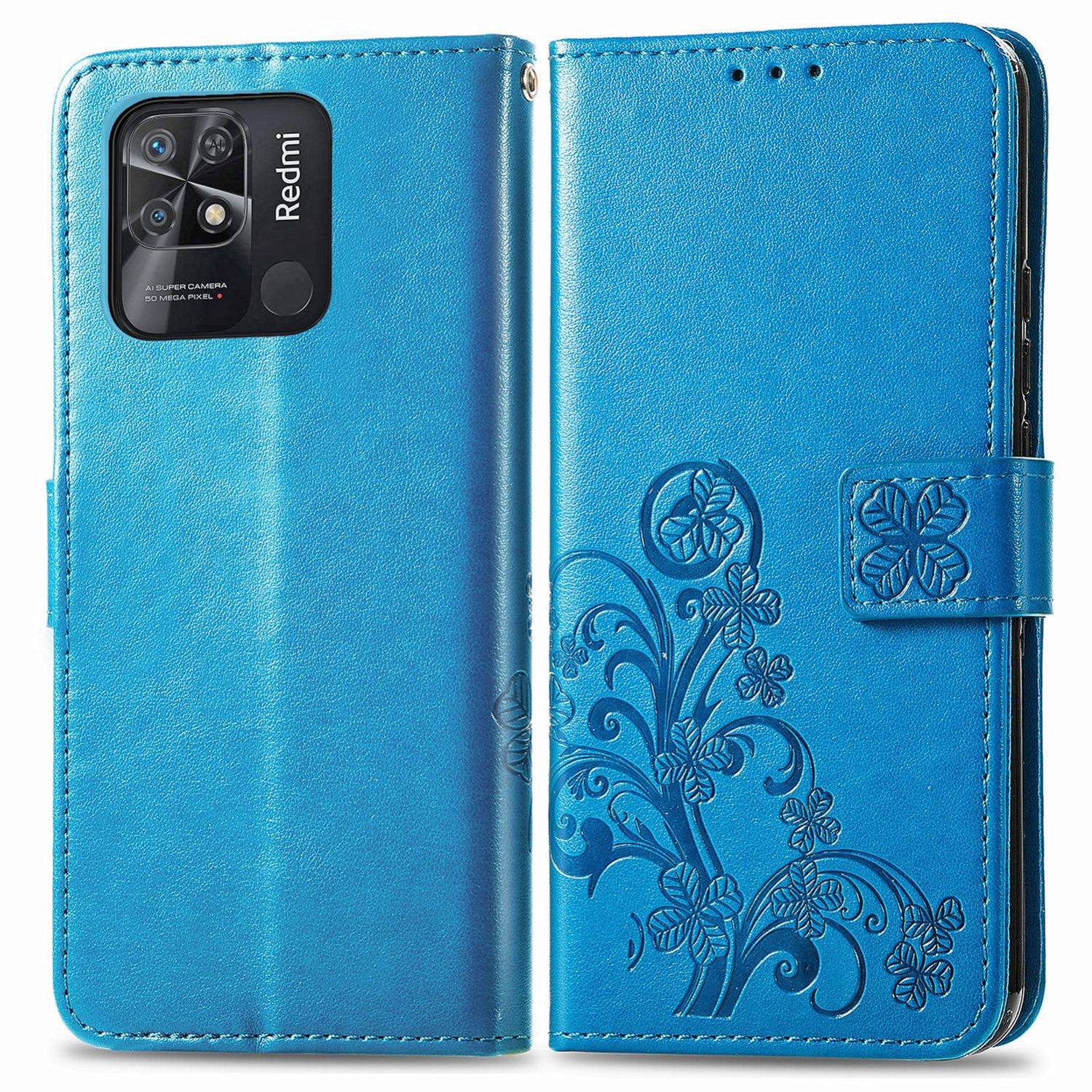 Hülle kompatibel mit Xiaomi Redmi 10C Kunstleder Handyhülle - Handy Case Blau