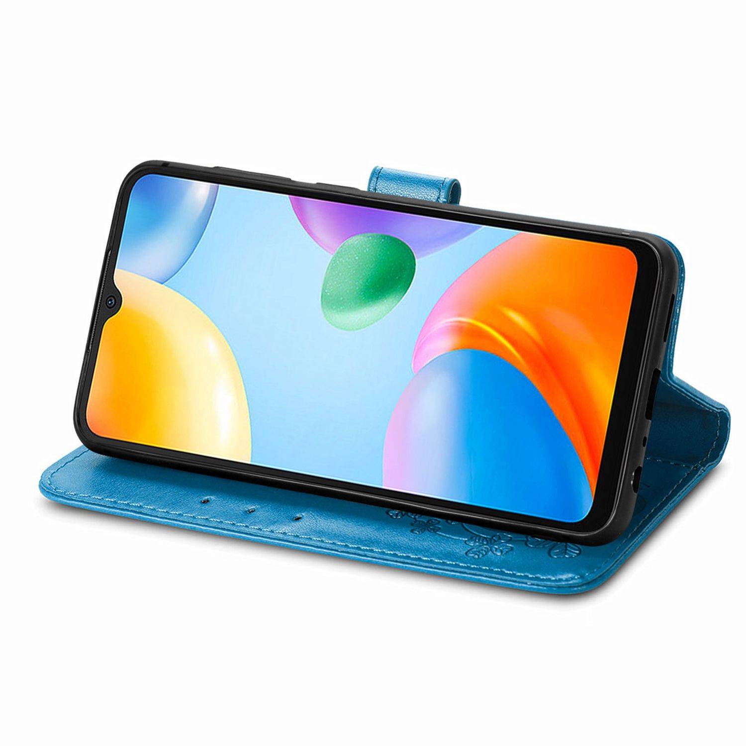 Hülle kompatibel mit Xiaomi Redmi 10C Kunstleder Handyhülle - Handy Case Blau