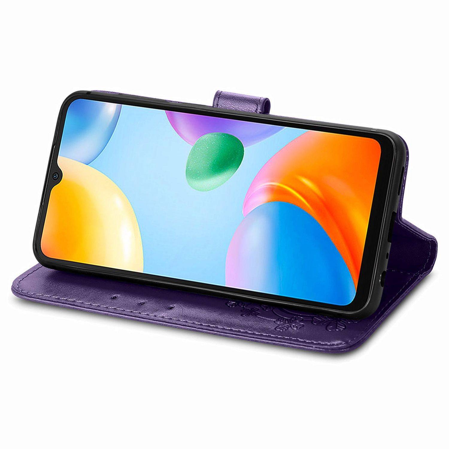 Hülle kompatibel mit Xiaomi Redmi 10C Kunstleder Handyhülle - Handy Case Violett