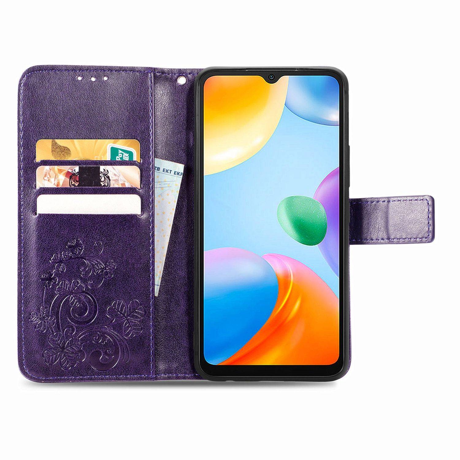 Hülle kompatibel mit Xiaomi Redmi 10C Kunstleder Handyhülle - Handy Case Violett