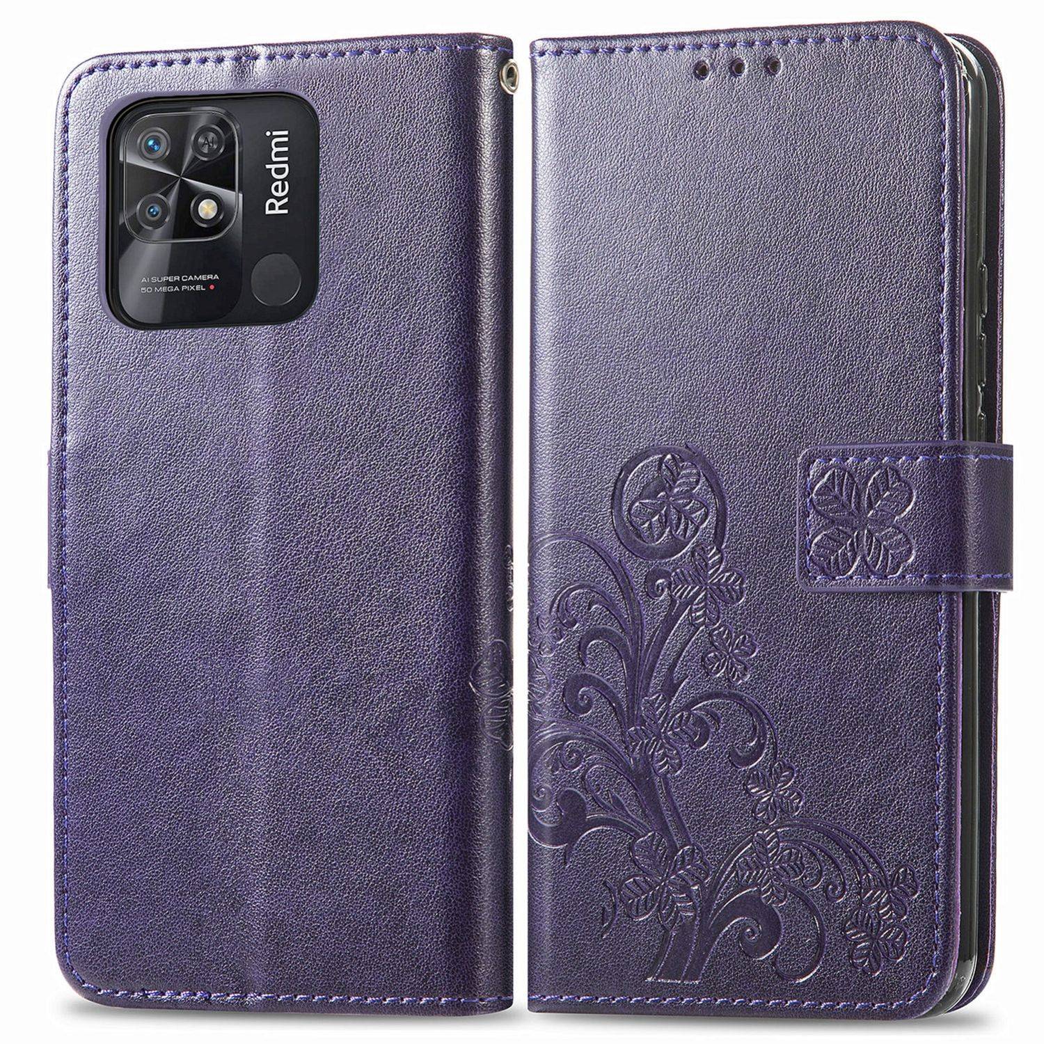 Hülle kompatibel mit Xiaomi Redmi 10C Kunstleder Handyhülle - Handy Case Violett