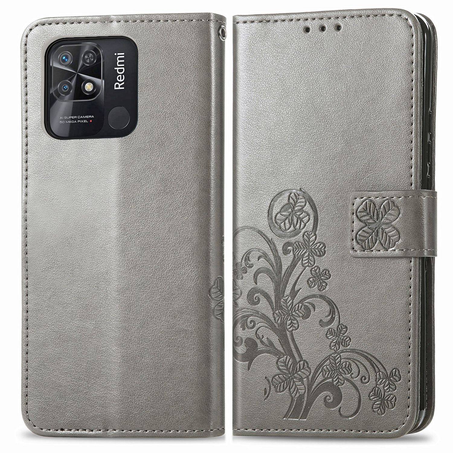 Hülle kompatibel mit Xiaomi Redmi 10C Kunstleder Handyhülle - Handy Case Grau