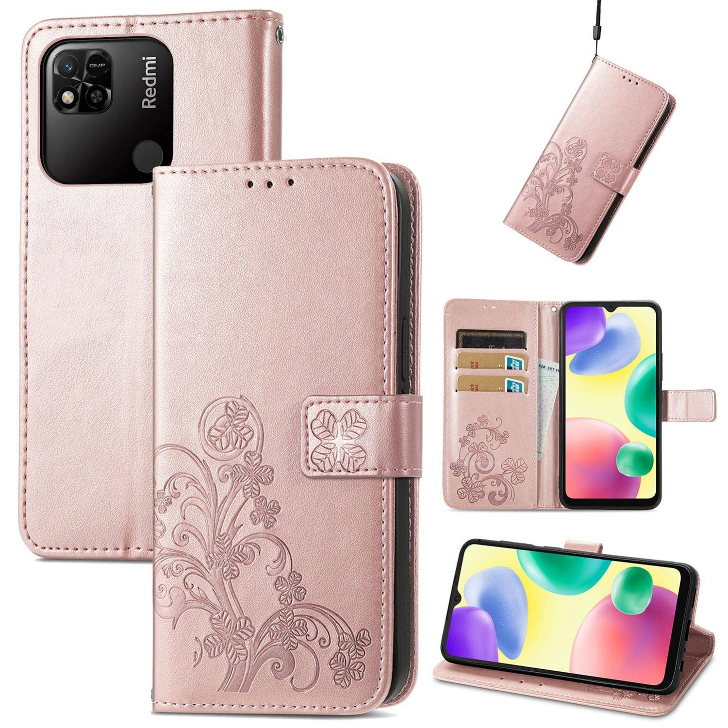 Hülle kompatibel mit Xiaomi Redmi 10A / Redmi 9C Kunstleder Handyhülle - Handy Case Roségold