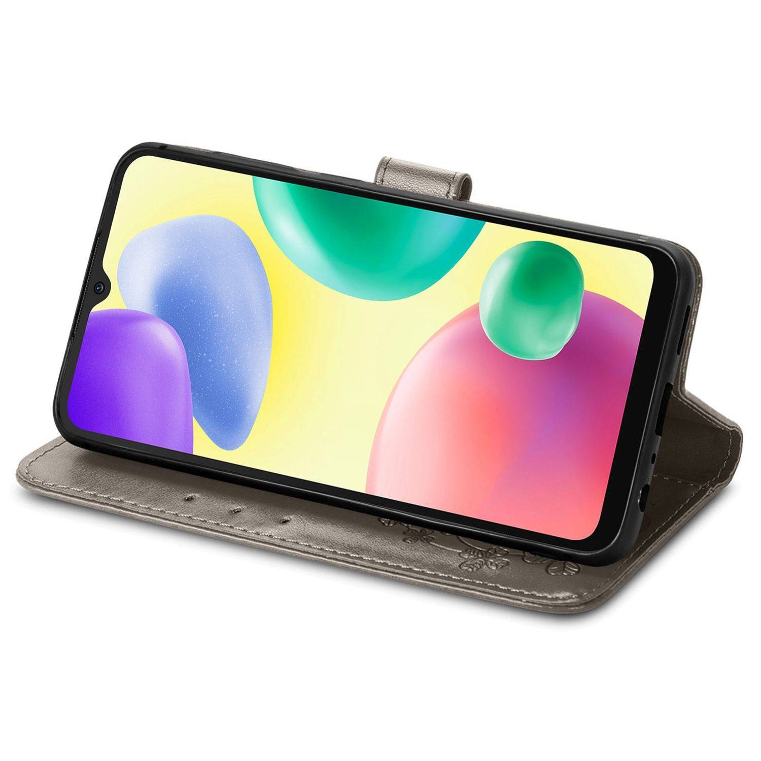 Hülle kompatibel mit Xiaomi Redmi 10A / Redmi 9C Kunstleder Handyhülle - Handy Case Grau