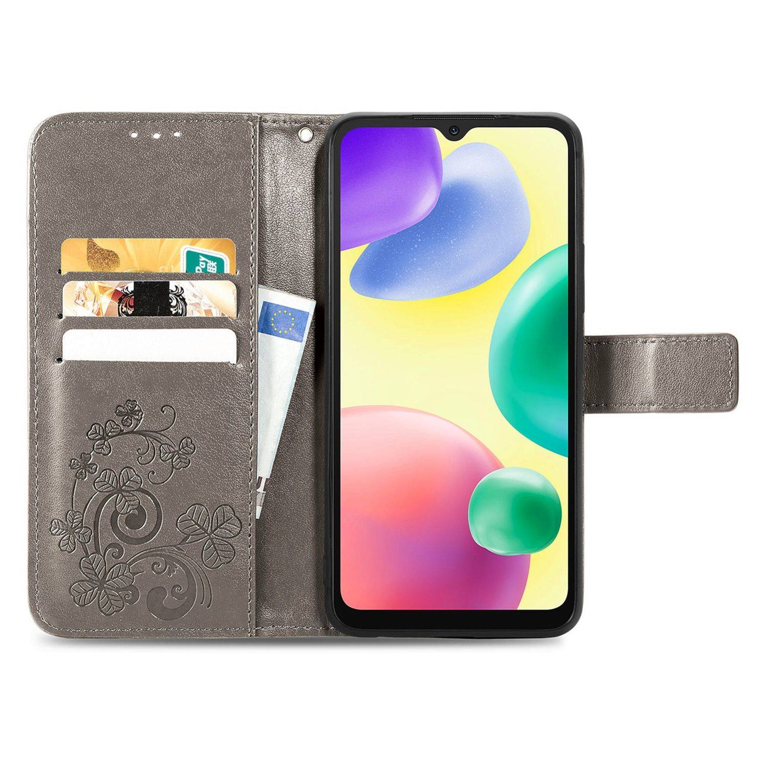 Hülle kompatibel mit Xiaomi Redmi 10A / Redmi 9C Kunstleder Handyhülle - Handy Case Grau