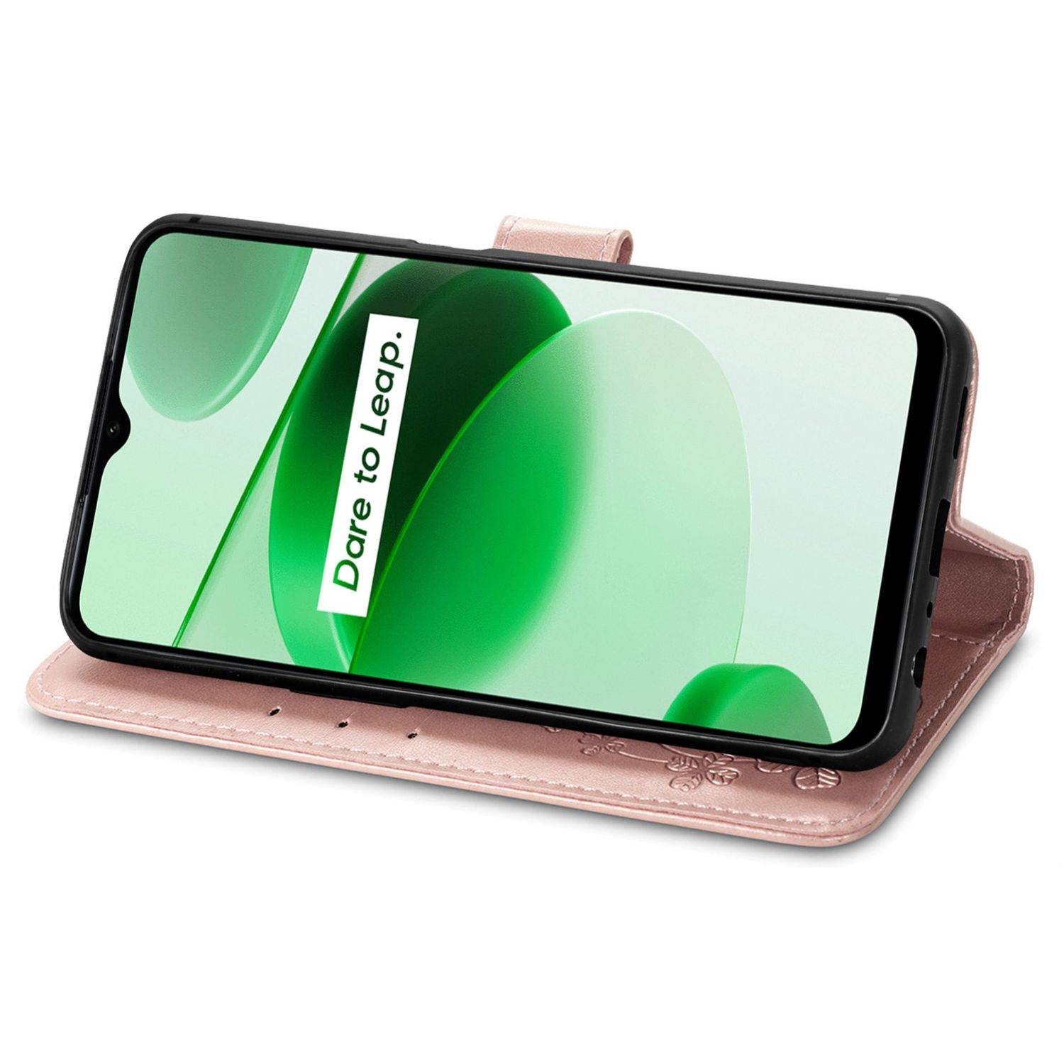 Hülle kompatibel mit Realme C35 Kunstleder Handyhülle - Handy Case Roségold