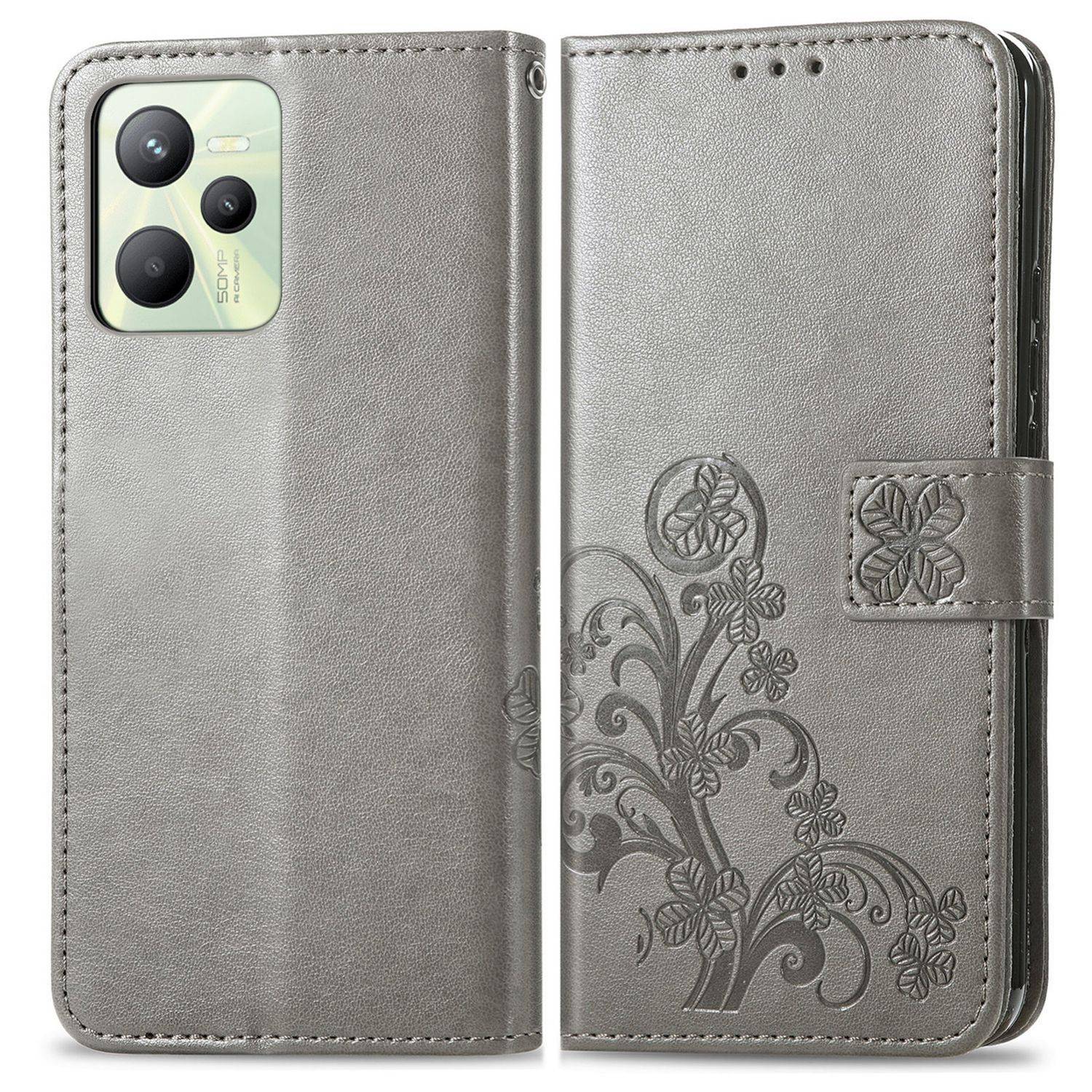 Hülle kompatibel mit Realme C35 Kunstleder Handyhülle - Handy Case Grau