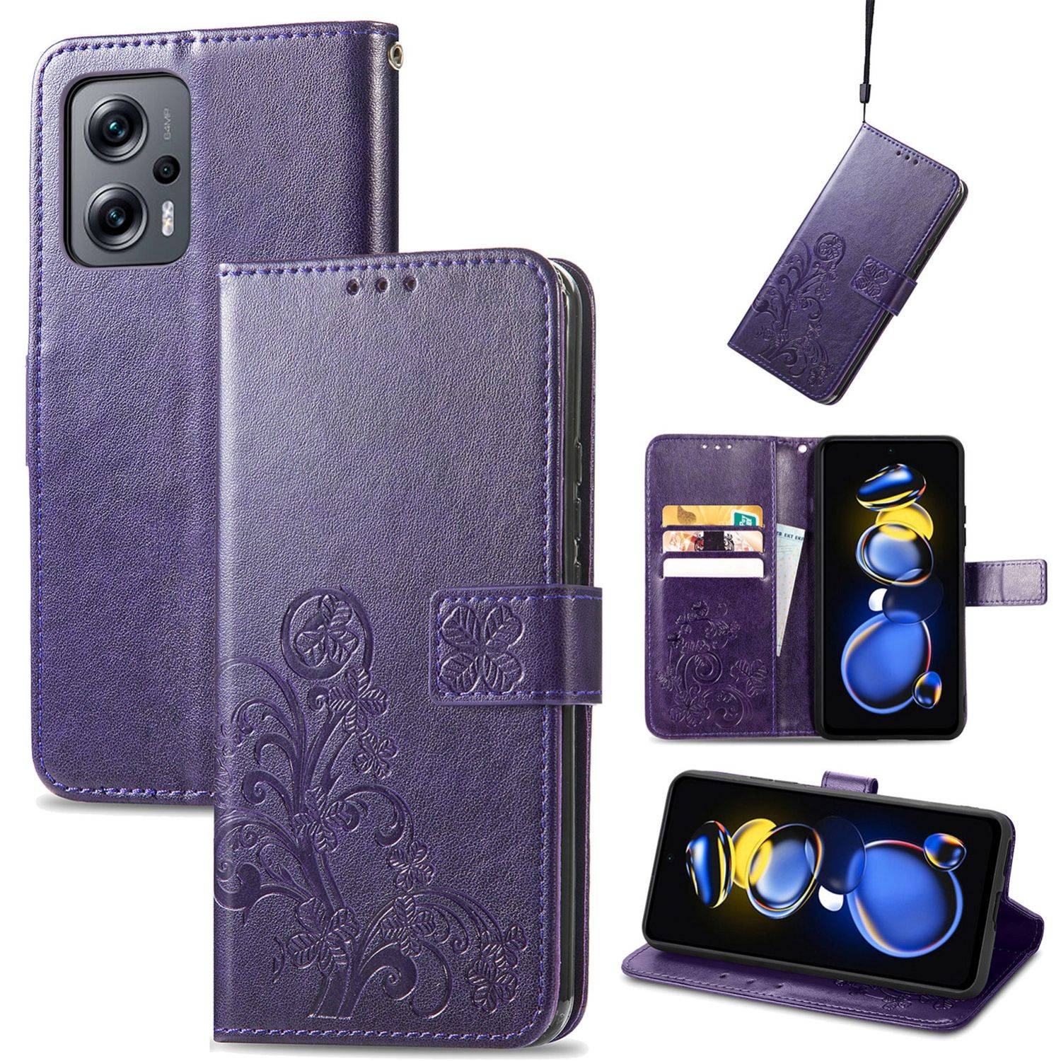 Hülle kompatibel mit Xiaomi Redmi Note 11T 5G Kunstleder Handyhülle - Handy Case Violett