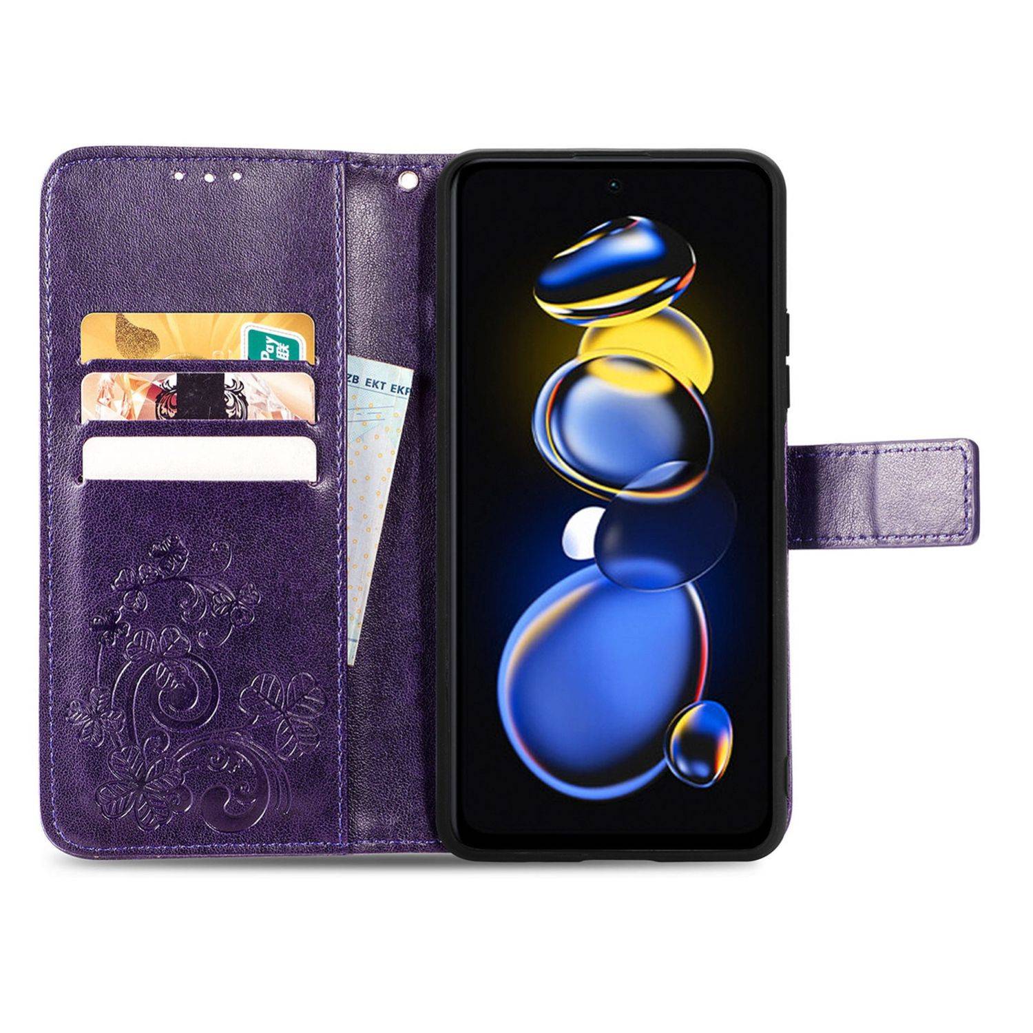 Hülle kompatibel mit Xiaomi Redmi Note 11T 5G Kunstleder Handyhülle - Handy Case Violett