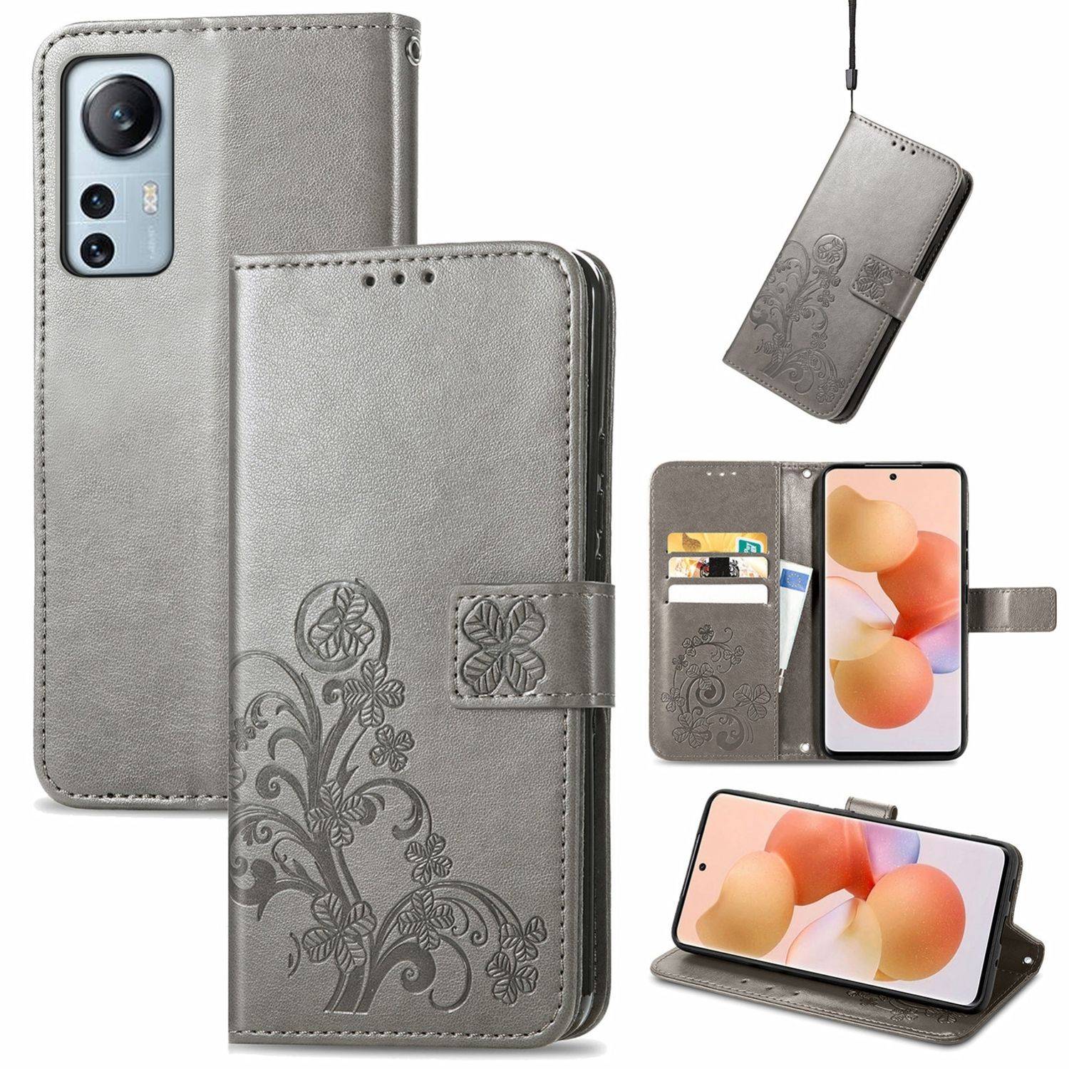 Hülle kompatibel mit Xiaomi 12 Lite Kunstleder Handyhülle - Handy Case Grau