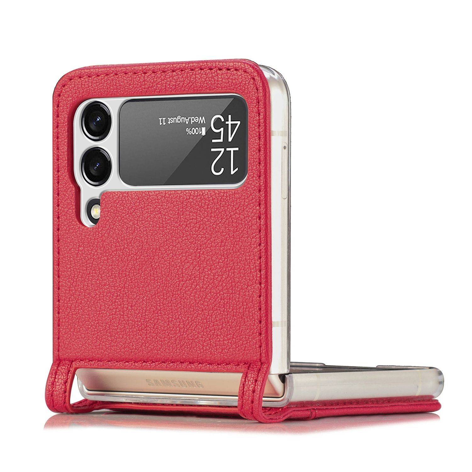 Hülle kompatibel mit Samsung Galaxy Z Flip4 5G Kunststoff Soft Handyhülle - Handy Case Rot