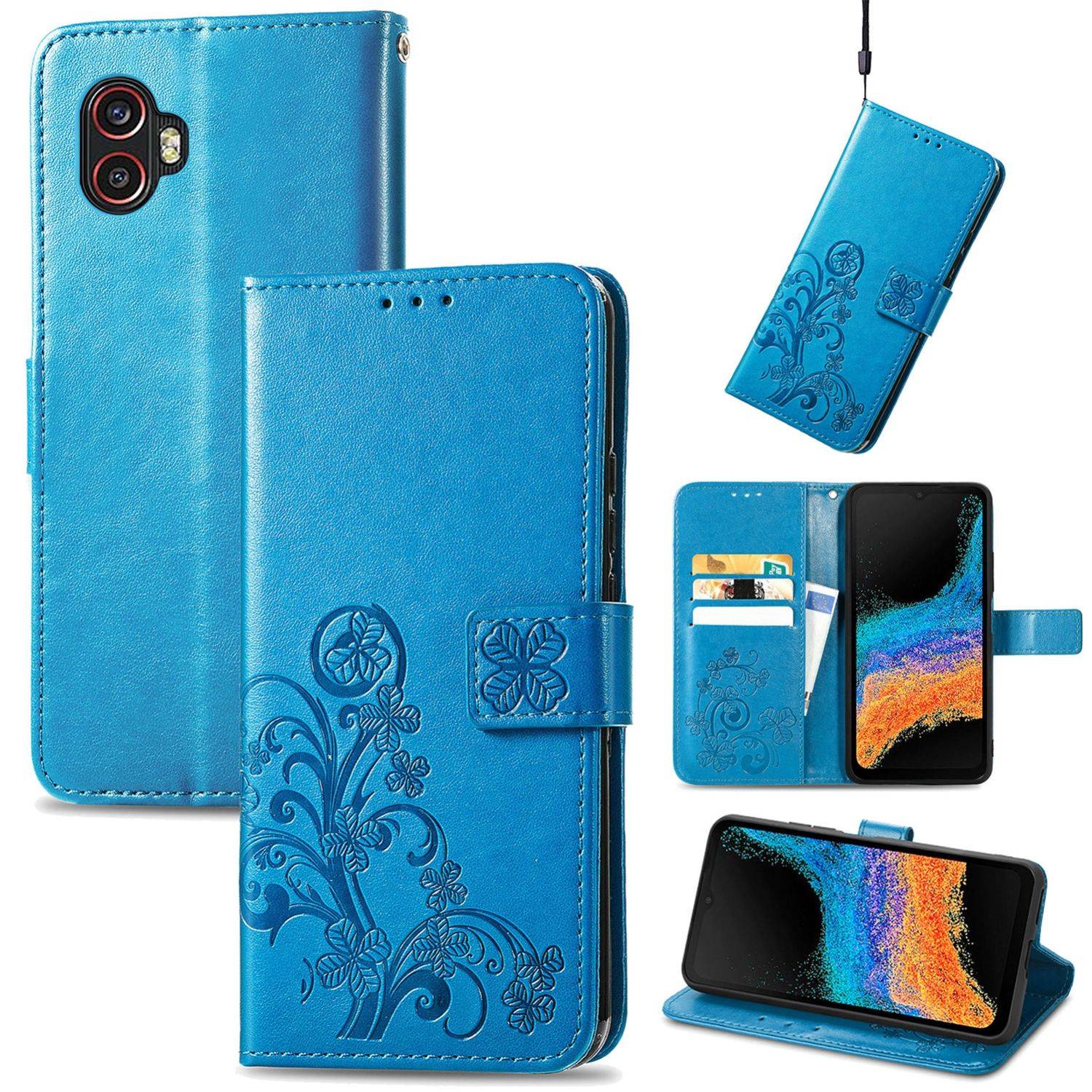 Hülle kompatibel mit Samsung Galaxy Xcover 6 Pro Kunstleder Handyhülle - Handy Case Blau