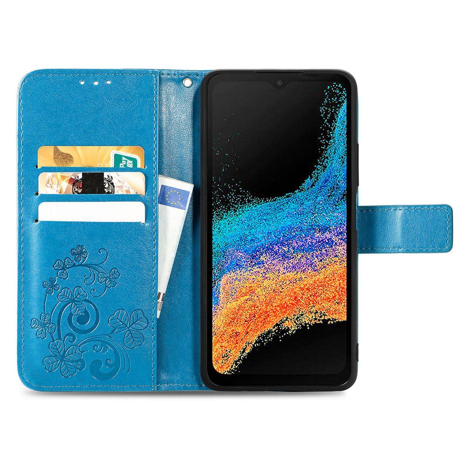 Hülle kompatibel mit Samsung Galaxy Xcover 6 Pro Kunstleder Handyhülle - Handy Case Blau