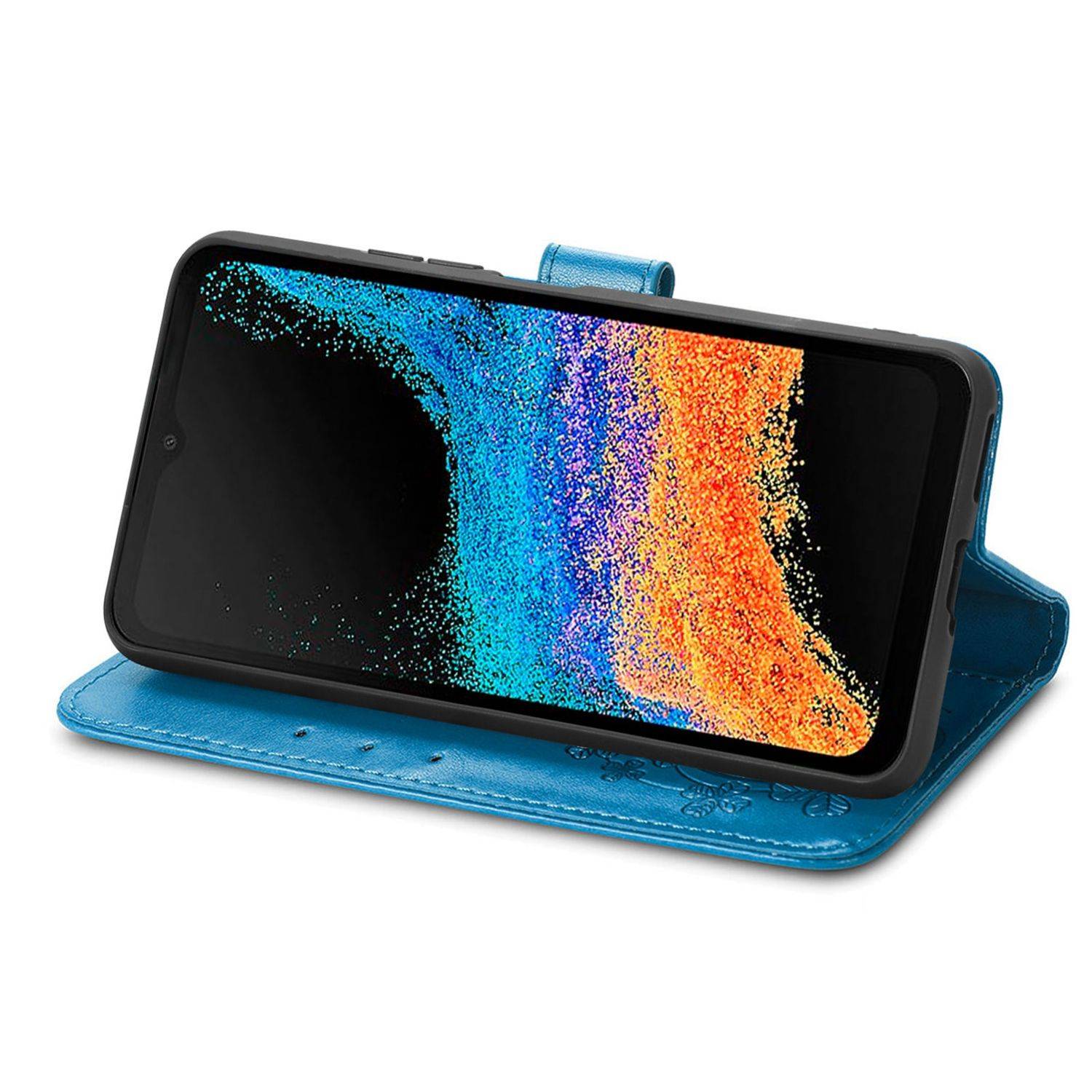 Hülle kompatibel mit Samsung Galaxy Xcover 6 Pro Kunstleder Handyhülle - Handy Case Blau