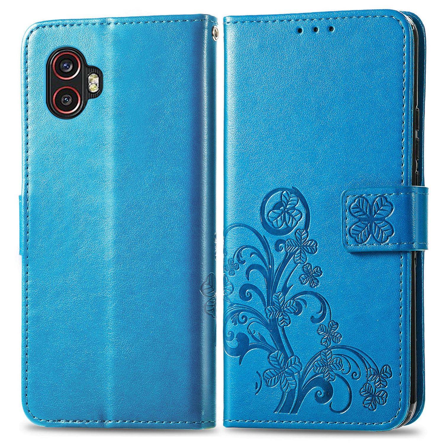 Hülle kompatibel mit Samsung Galaxy Xcover 6 Pro Kunstleder Handyhülle - Handy Case Blau