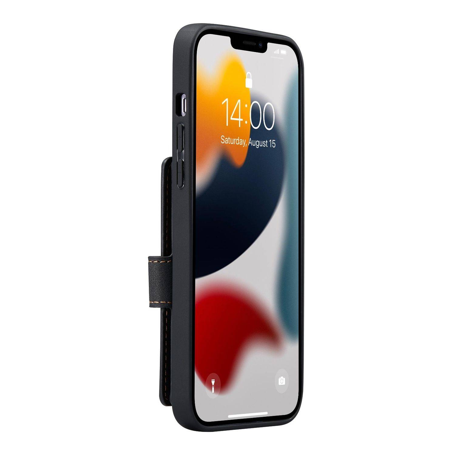 Hülle kompatibel mit Apple iPhone 13 Pro Kunstleder Handyhülle - Handy Case Schwarz