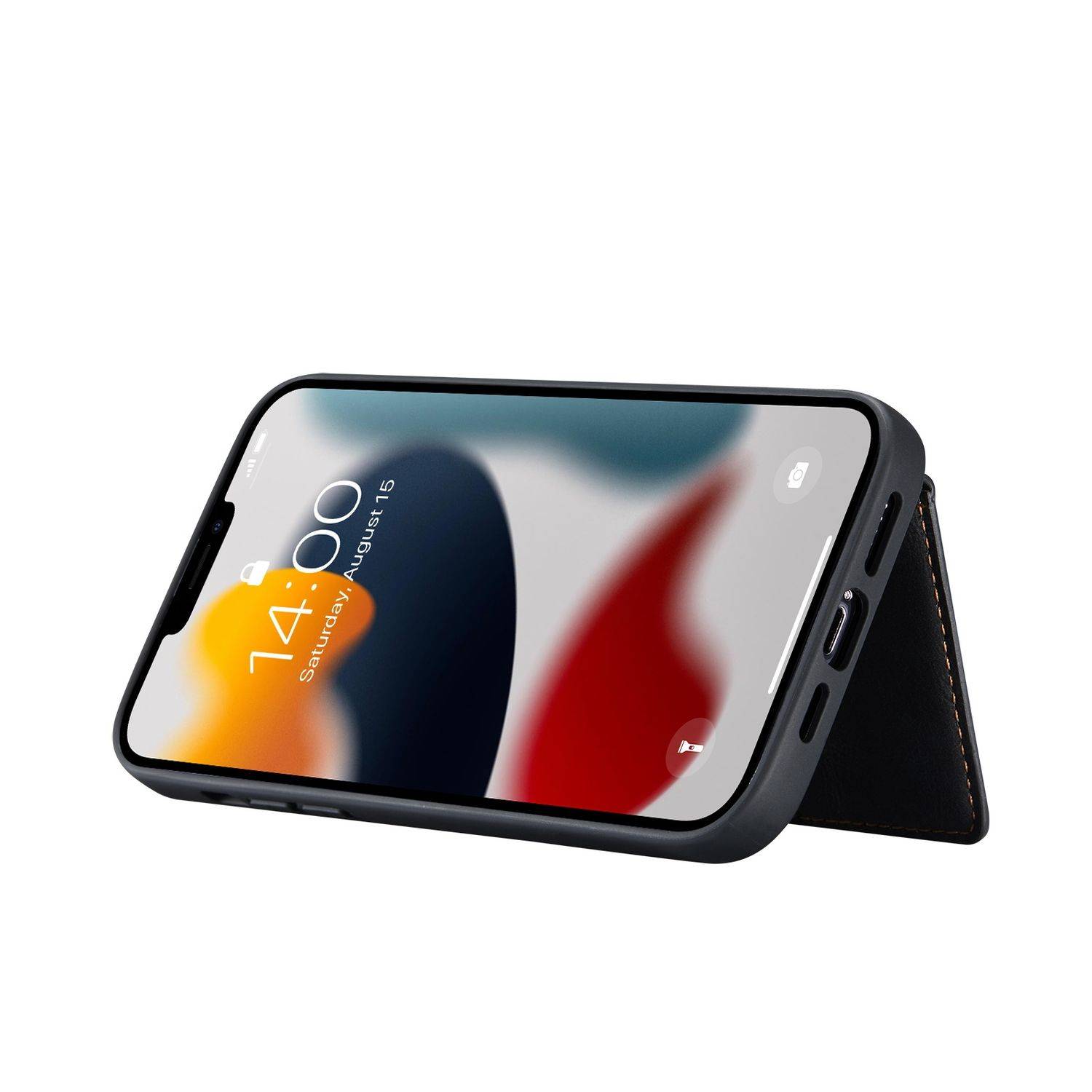 Hülle kompatibel mit Apple iPhone 13 Pro Max Kunstleder Handyhülle - Handy Case Schwarz