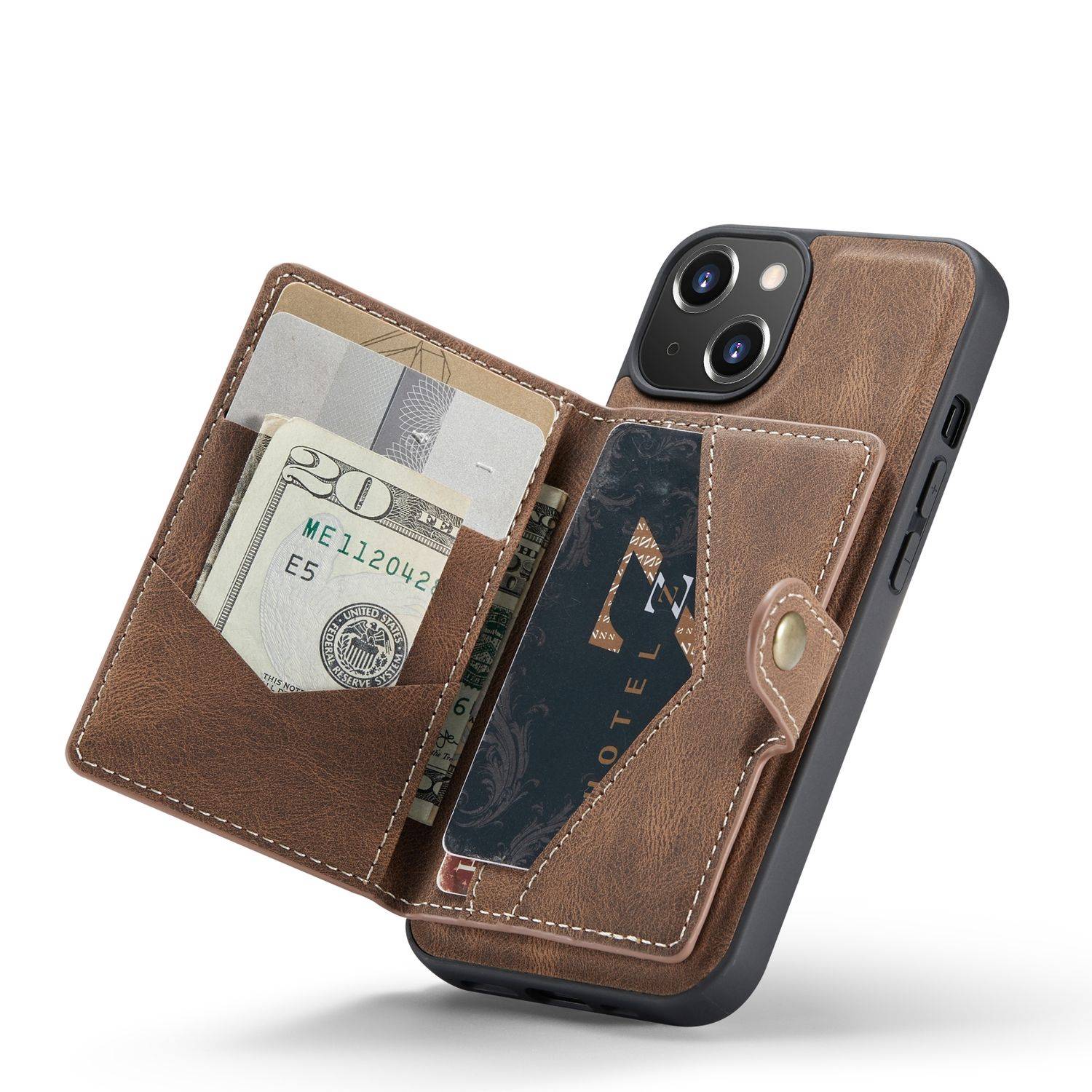 Hülle kompatibel mit Apple iPhone 14 Kunstleder Handyhülle - Handy Case Braun