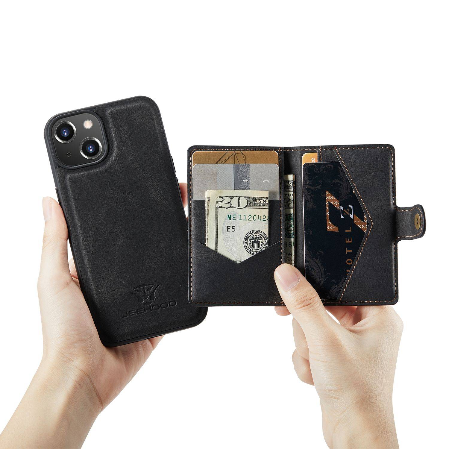 Hülle kompatibel mit Apple iPhone 14 Plus Kunstleder Handyhülle - Handy Case Schwarz