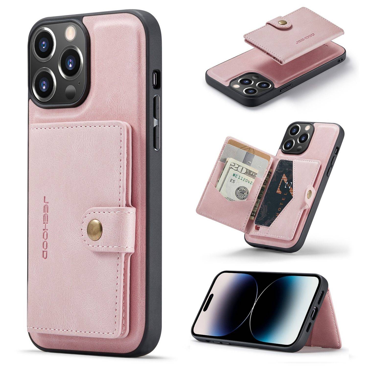 Hülle kompatibel mit Apple iPhone 14 Pro Kunstleder Handyhülle - Handy Case Rosa
