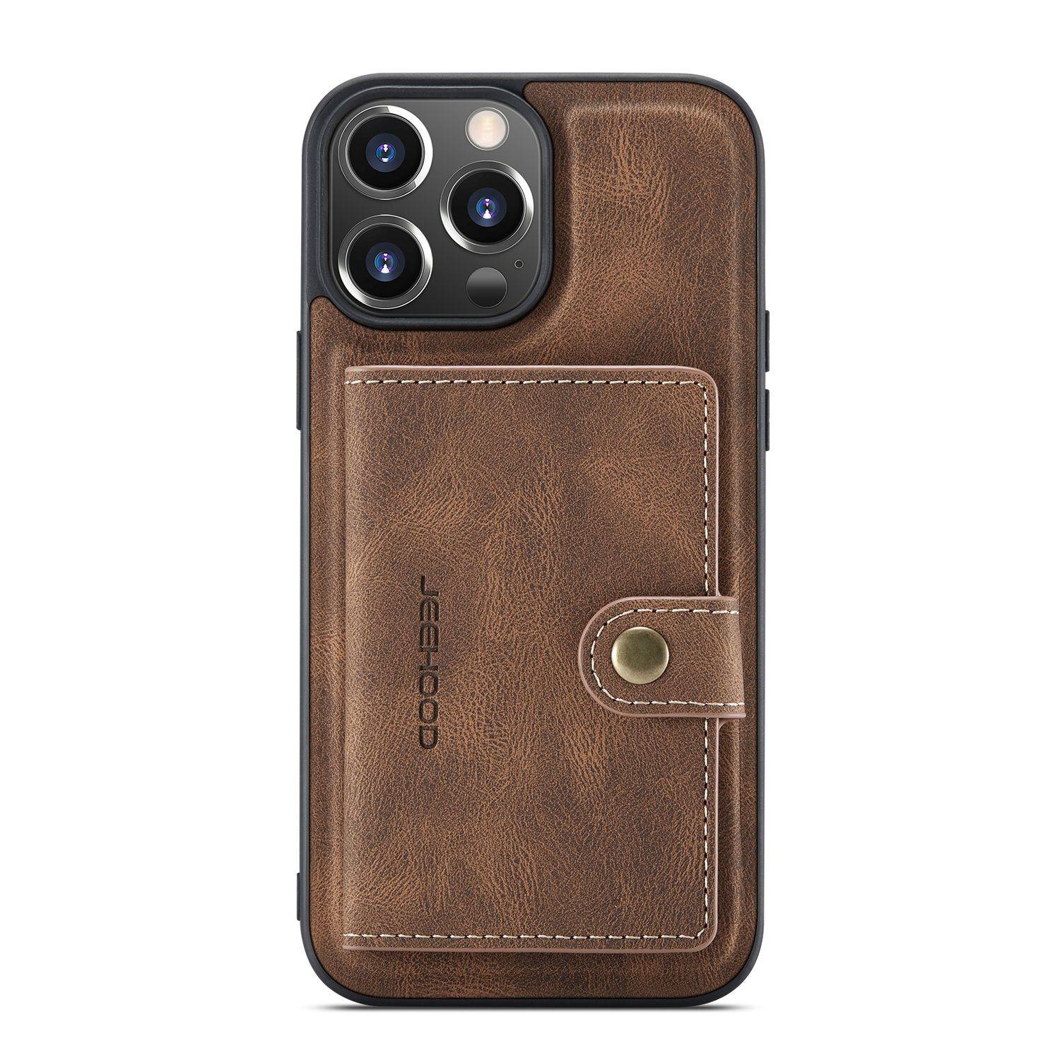 Hülle kompatibel mit Apple iPhone 14 Pro Max Kunstleder Handyhülle - Handy Case Braun