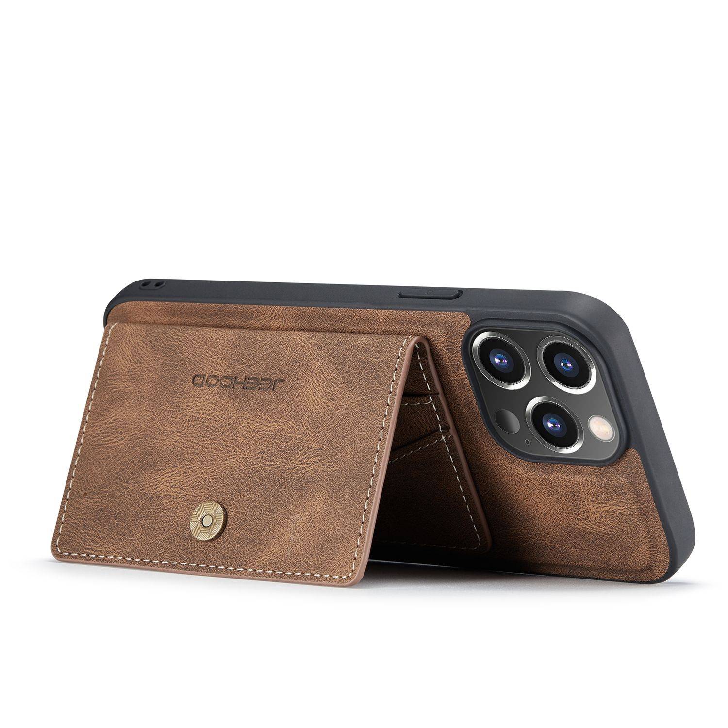 Hülle kompatibel mit Apple iPhone 14 Pro Max Kunstleder Handyhülle - Handy Case Braun