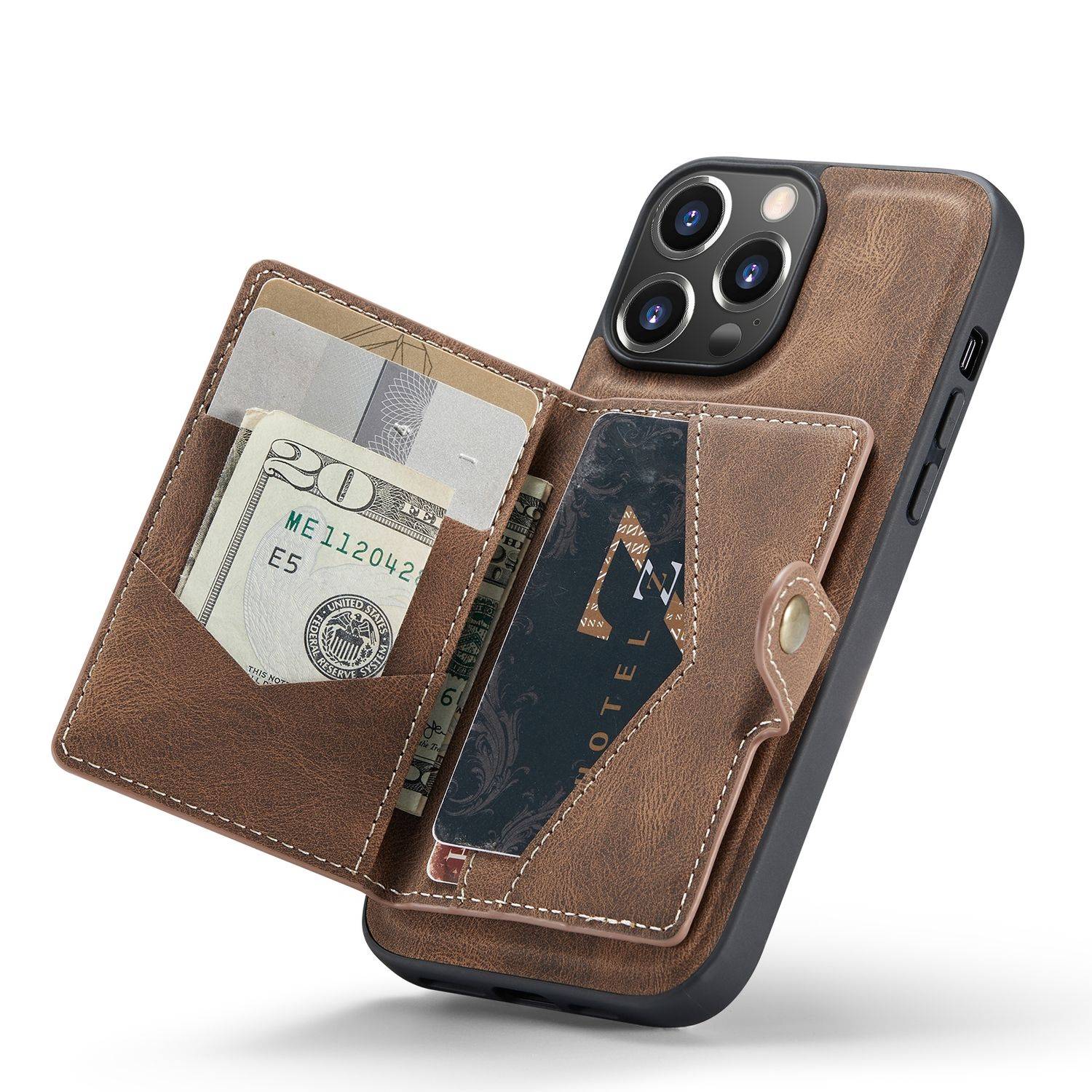 Hülle kompatibel mit Apple iPhone 14 Pro Max Kunstleder Handyhülle - Handy Case Braun