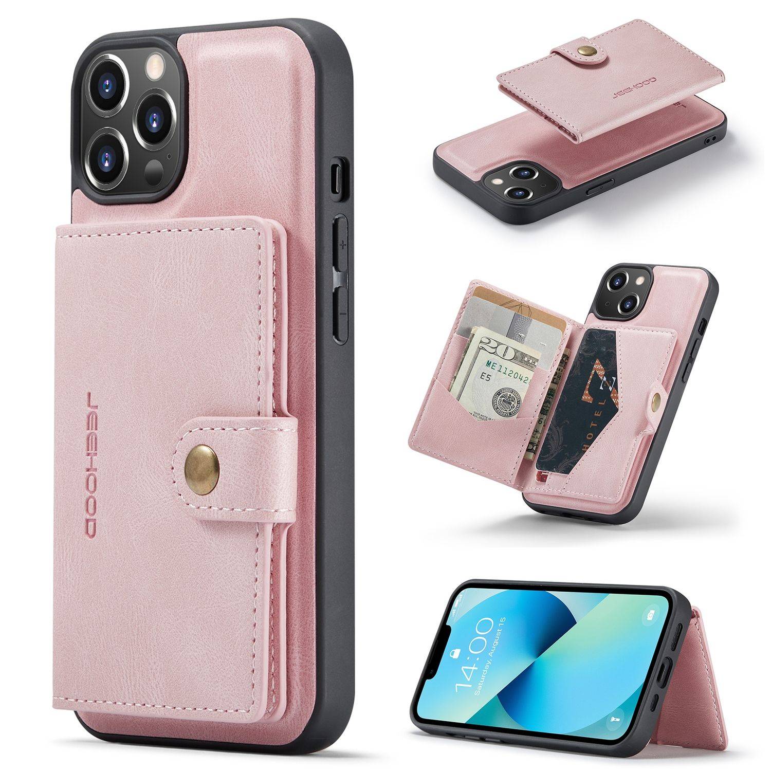 Hülle kompatibel mit Apple iPhone 14 Kunstleder Handyhülle - Handy Case Rosa