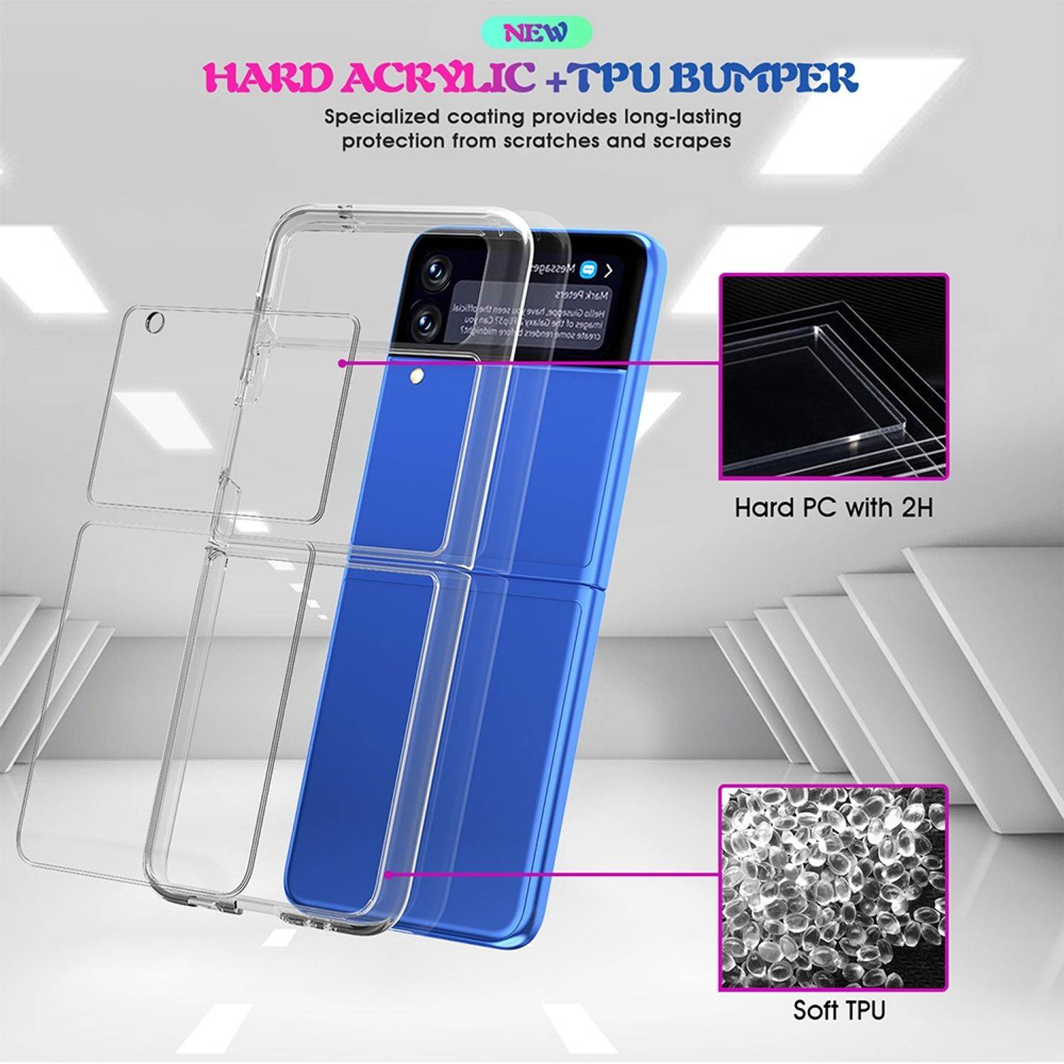 Hülle kompatibel mit Samsung Galaxy Z Flip4 5G Kunststoff Soft Handyhülle - Handy Case Transparent