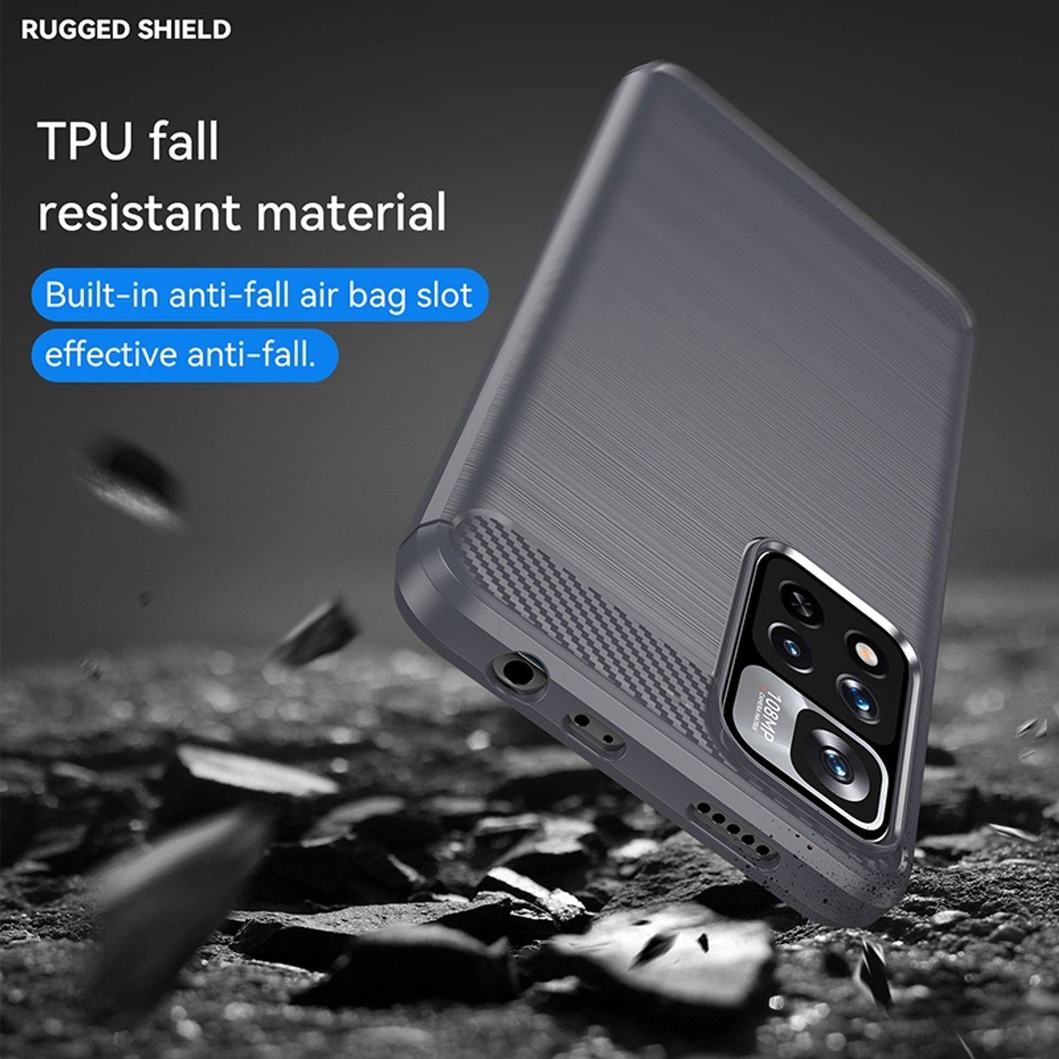 Hülle kompatibel mit Xiaomi Note 11 Pro / Note 11 Pro+ Kunststoff Soft Handyhülle - Handy Case Grau