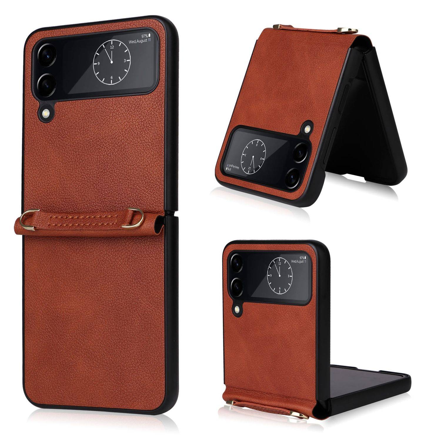 Hülle kompatibel mit Samsung Galaxy Z Flip4 5G Kunststoff Soft Handyhülle - Handy Case Braun