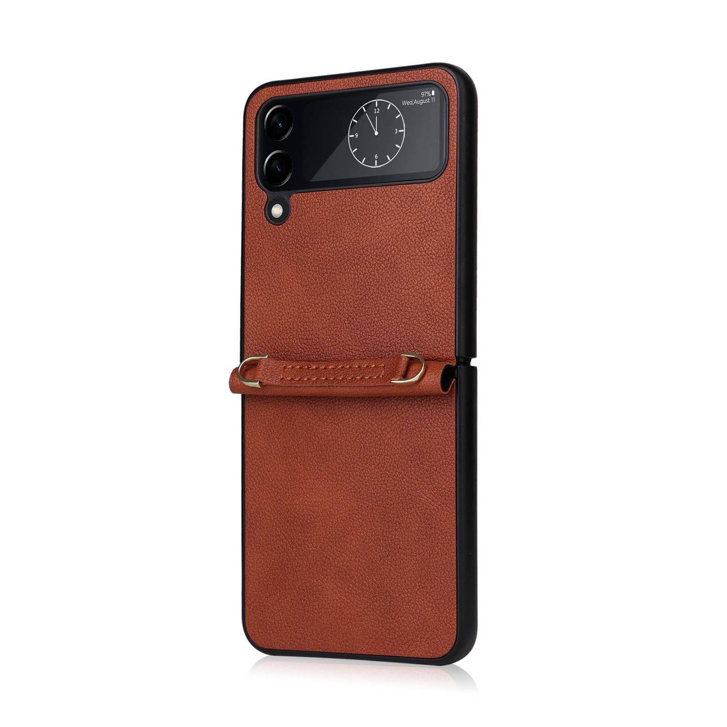 Hülle kompatibel mit Samsung Galaxy Z Flip4 5G Kunststoff Soft Handyhülle - Handy Case Braun