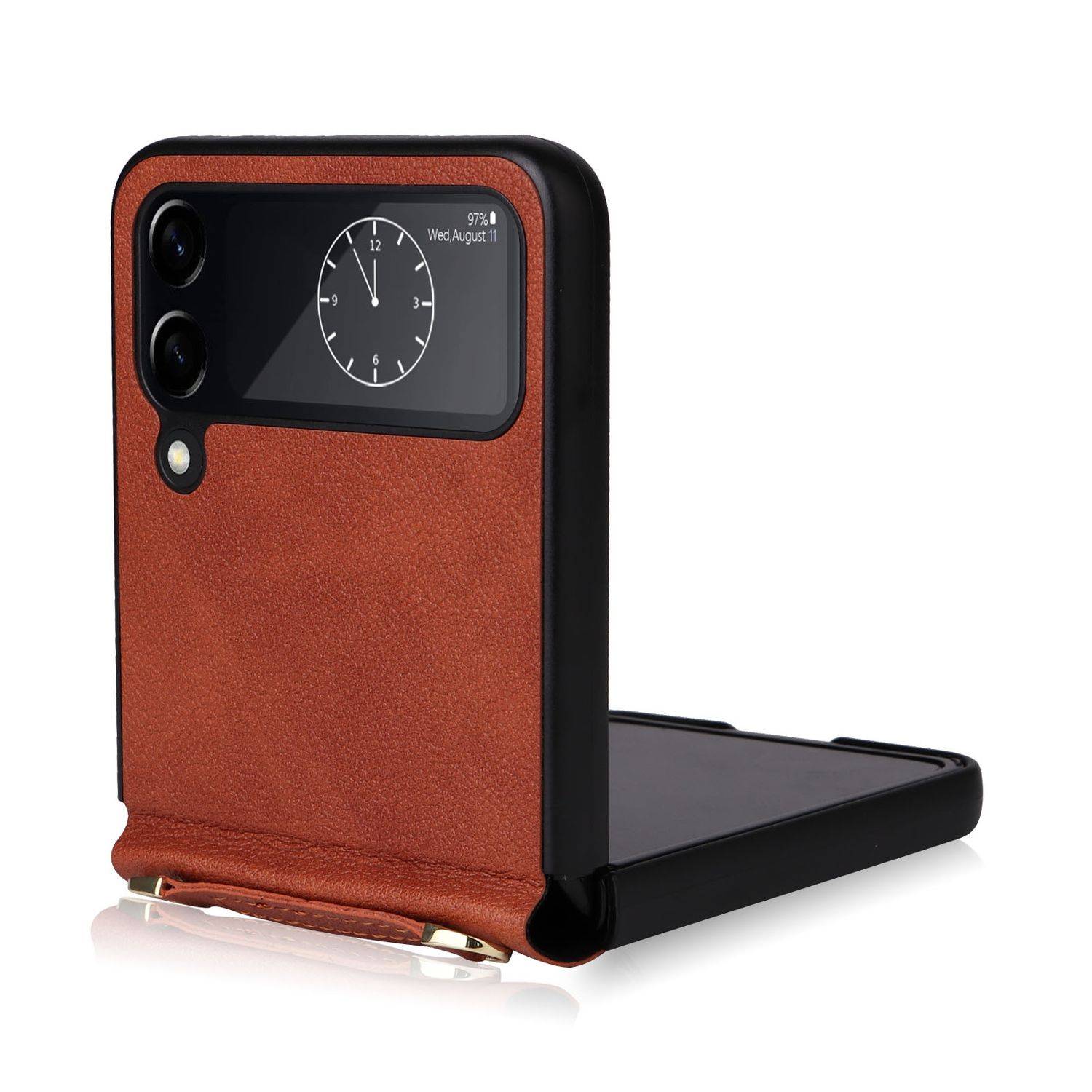 Hülle kompatibel mit Samsung Galaxy Z Flip4 5G Kunststoff Soft Handyhülle - Handy Case Braun