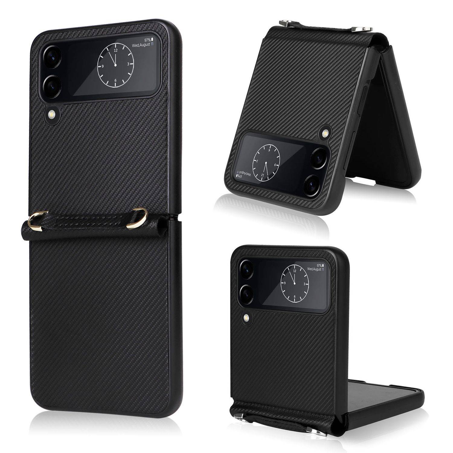 Hülle kompatibel mit Samsung Galaxy Z Flip4 5G Kunststoff Soft Handyhülle - Handy Case Schwarz